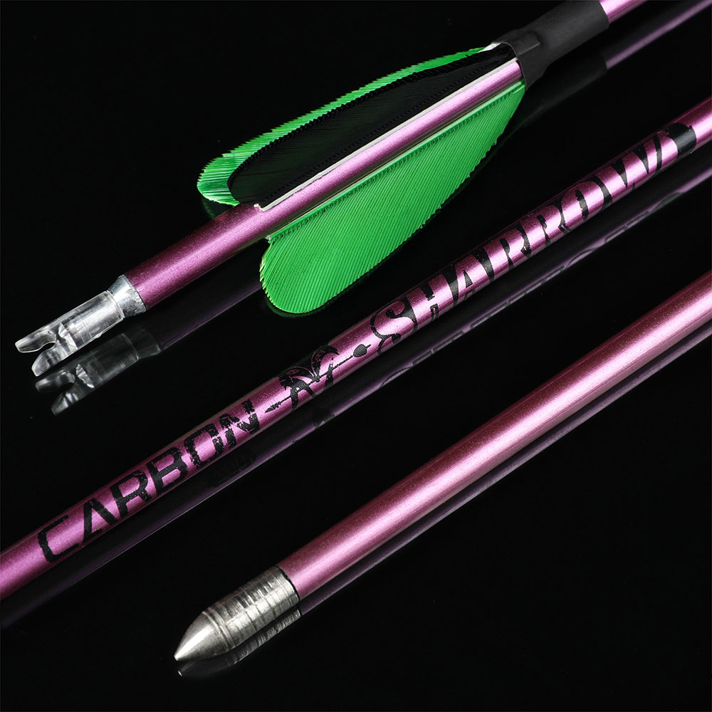 SHARROW Feathered Target Carbon Arrows Spine 400-1000 (12 Pack)