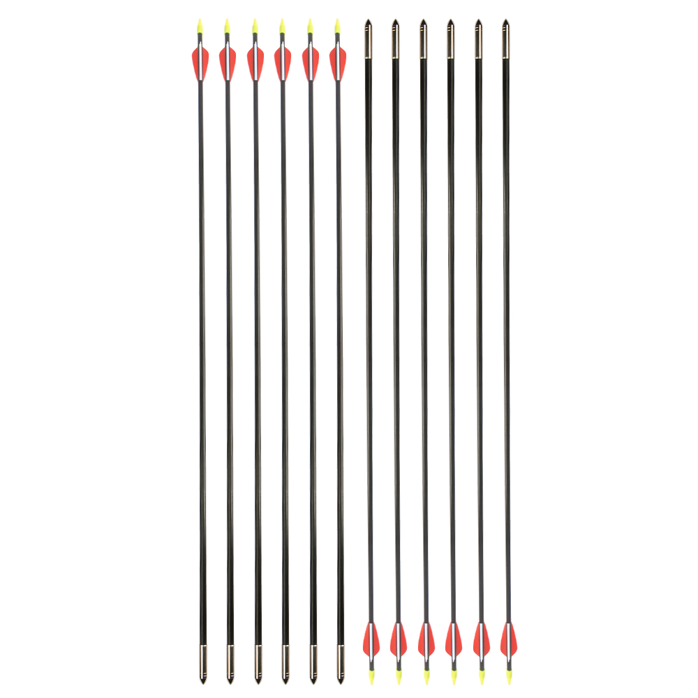 SHARROW 7mm Archery Practice Arrows Fiberglass for Beginners (12 Pack)-CHN Archery