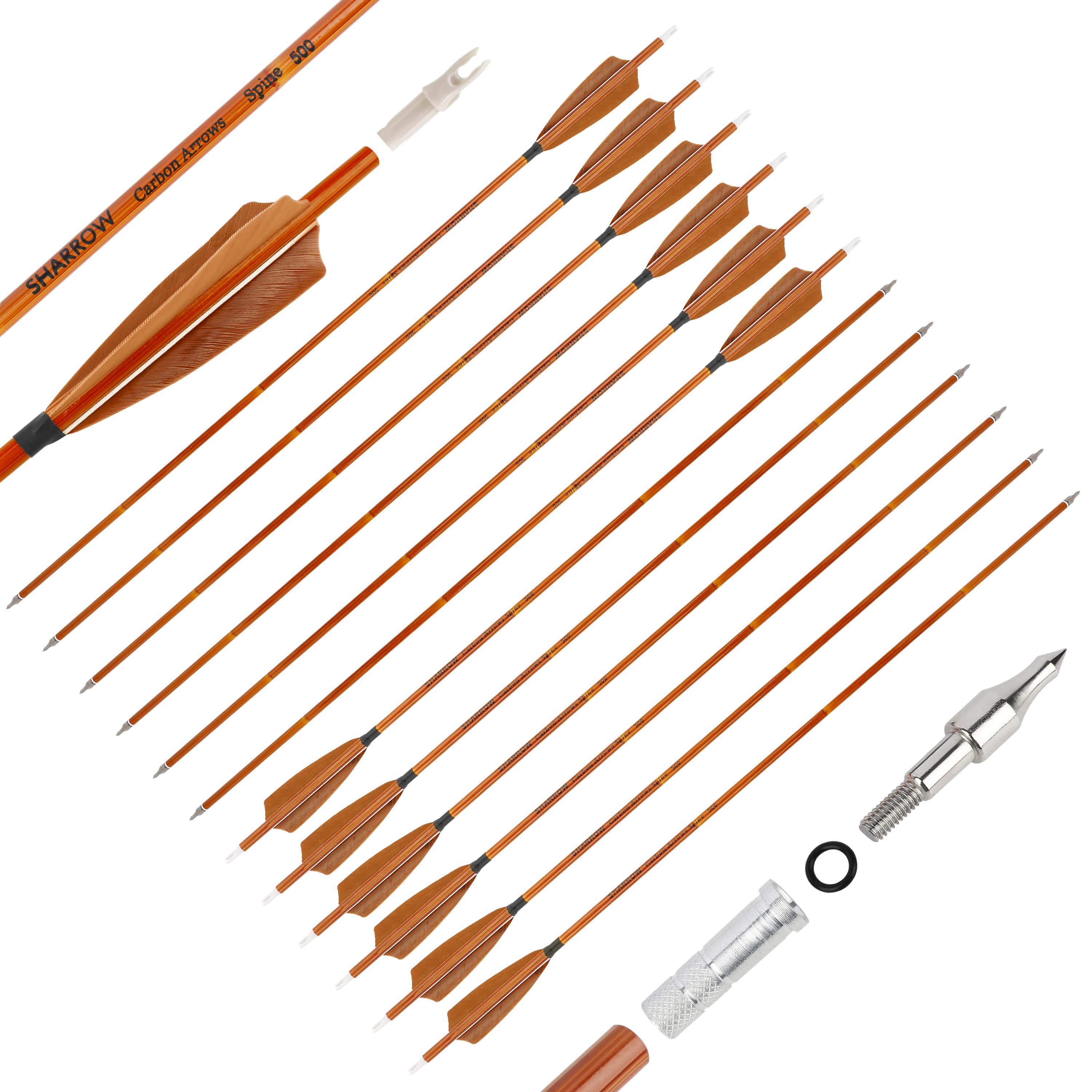 Bamboo Skin Carbon Traditional Arrows Spine 500 (12 Pack)CHN Archery