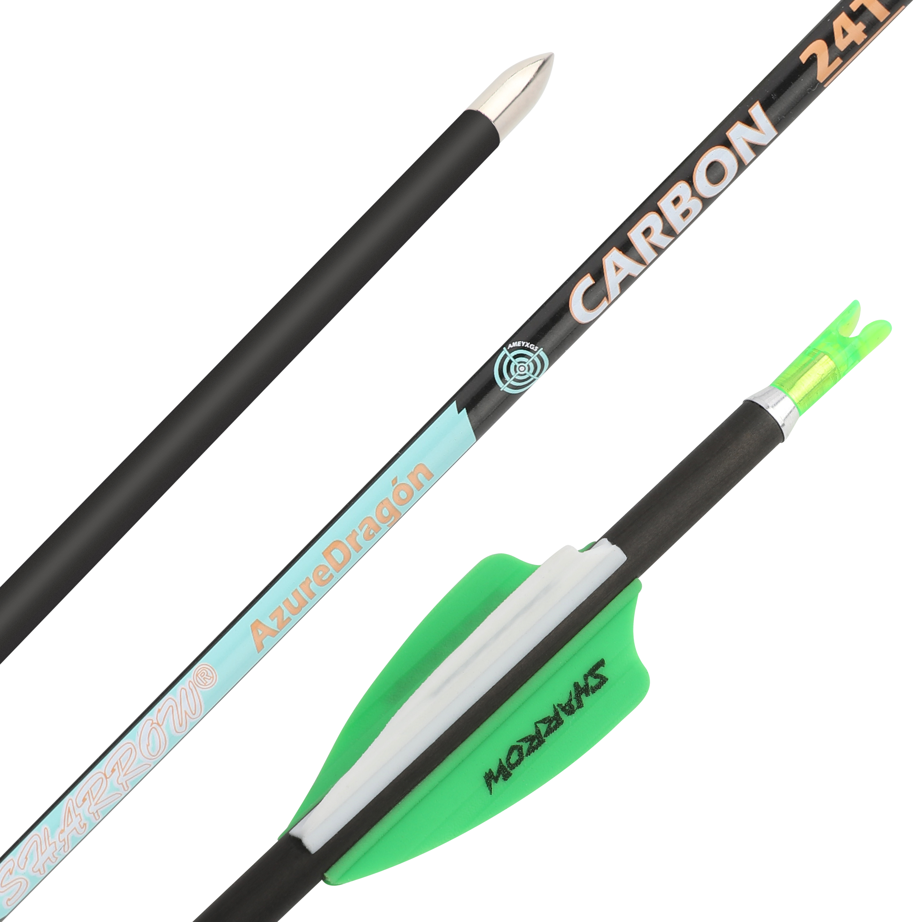 SHARROW Pure Carbon 4.2mm Fletched Target Arrows for Recurve (12 Pack)