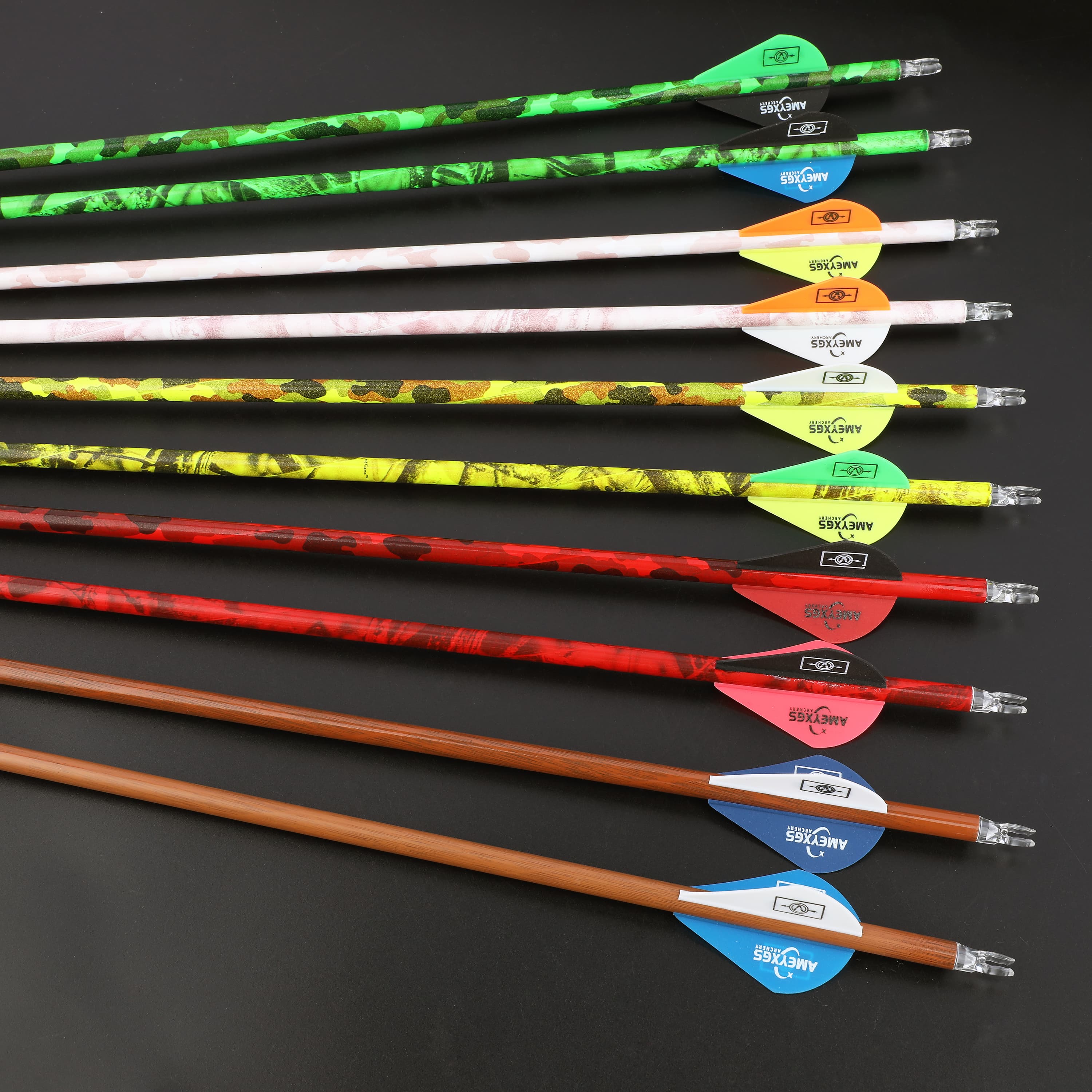 AMEYXGS 30" Camo Carbon Arrows for Compound Bow Spine 500 (12 Pack)-CHN Archery