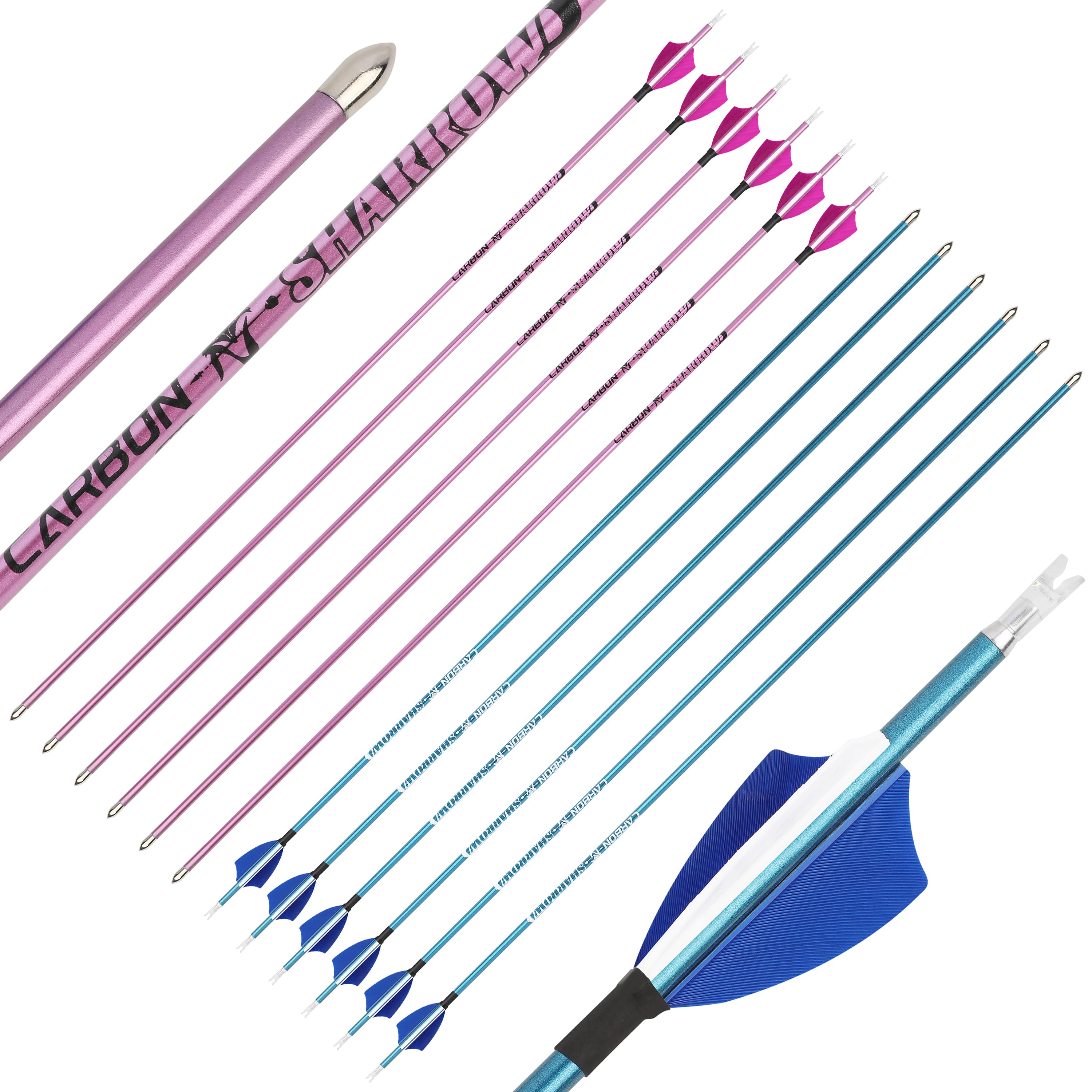 SHARROW Target Arrows Spine 400/500/600/700/800/900/1000 (12 Pack)-CHN Archery