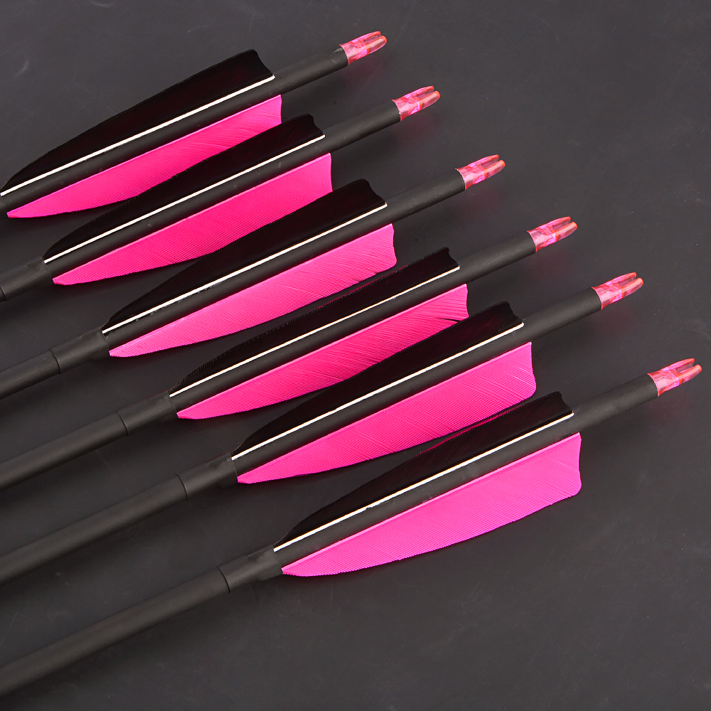 SHARROW 30" Feather Fletched Carbon Arrows Spine 500 (12 Pack)