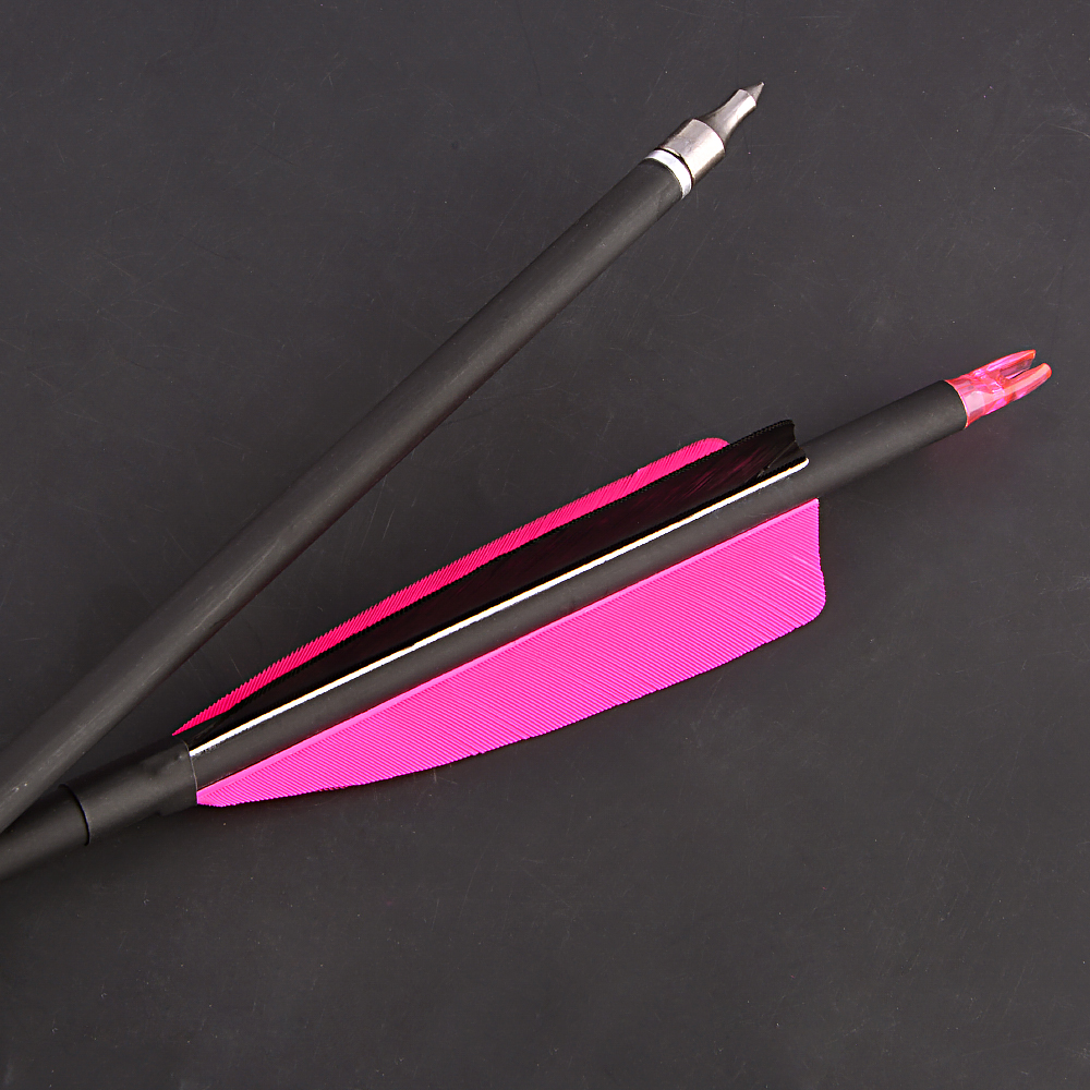 SHARROW 30" Feather Fletched Carbon Arrows Spine 500 (12 Pack)