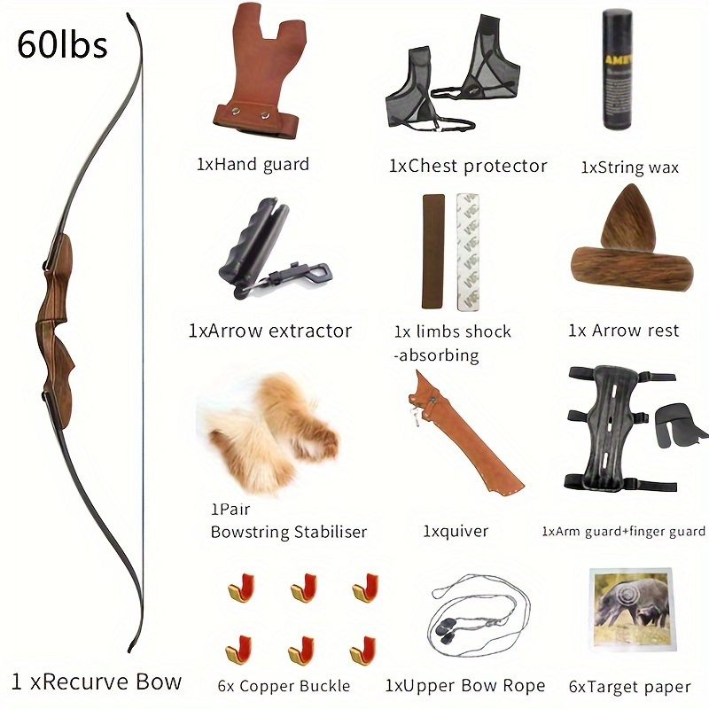 KAIMEI 710 60" Wood ILF Recurve Bow Kit 30-60 lbs