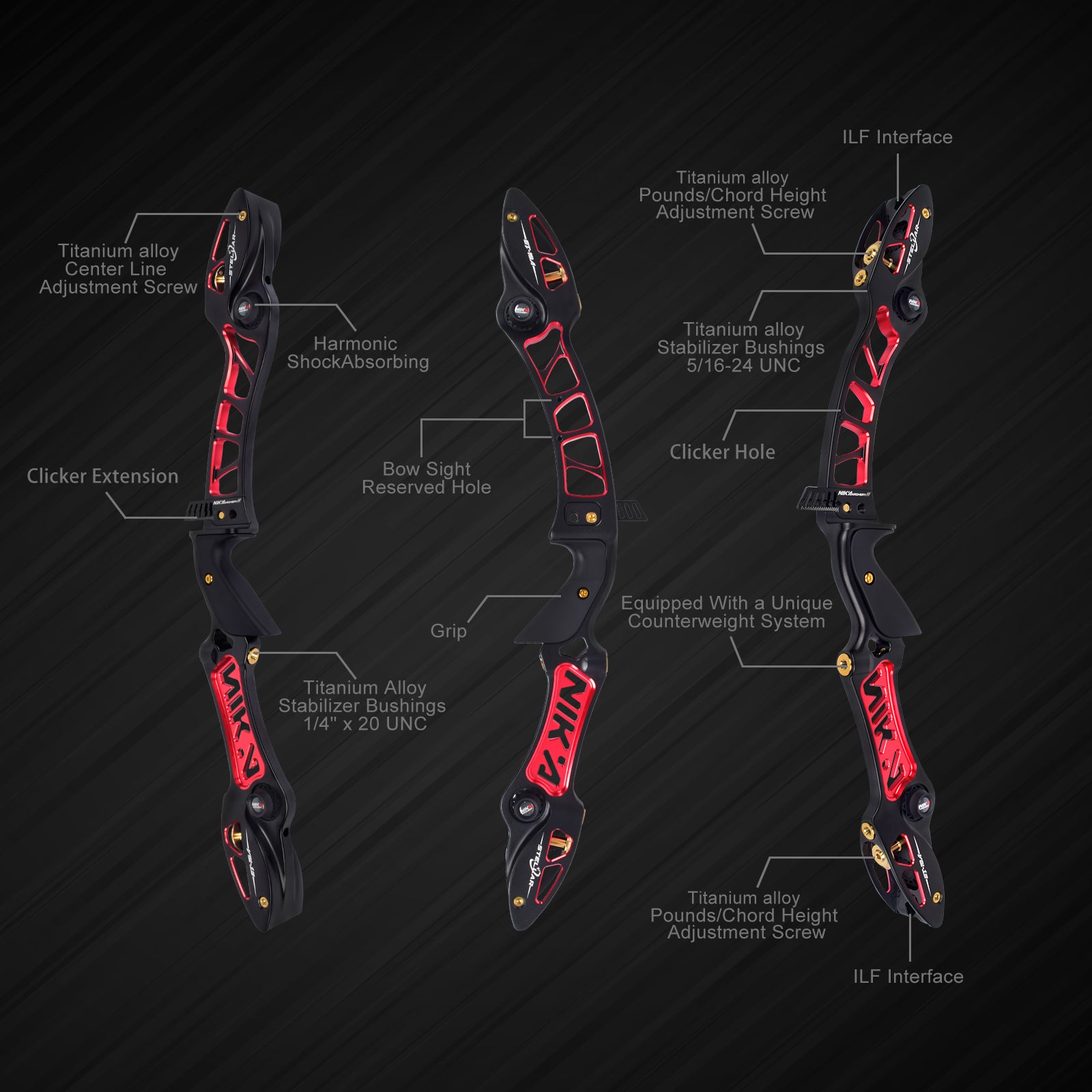 NIKA ET-15A Stellar 25" ILF Recurve Bow Riser RH