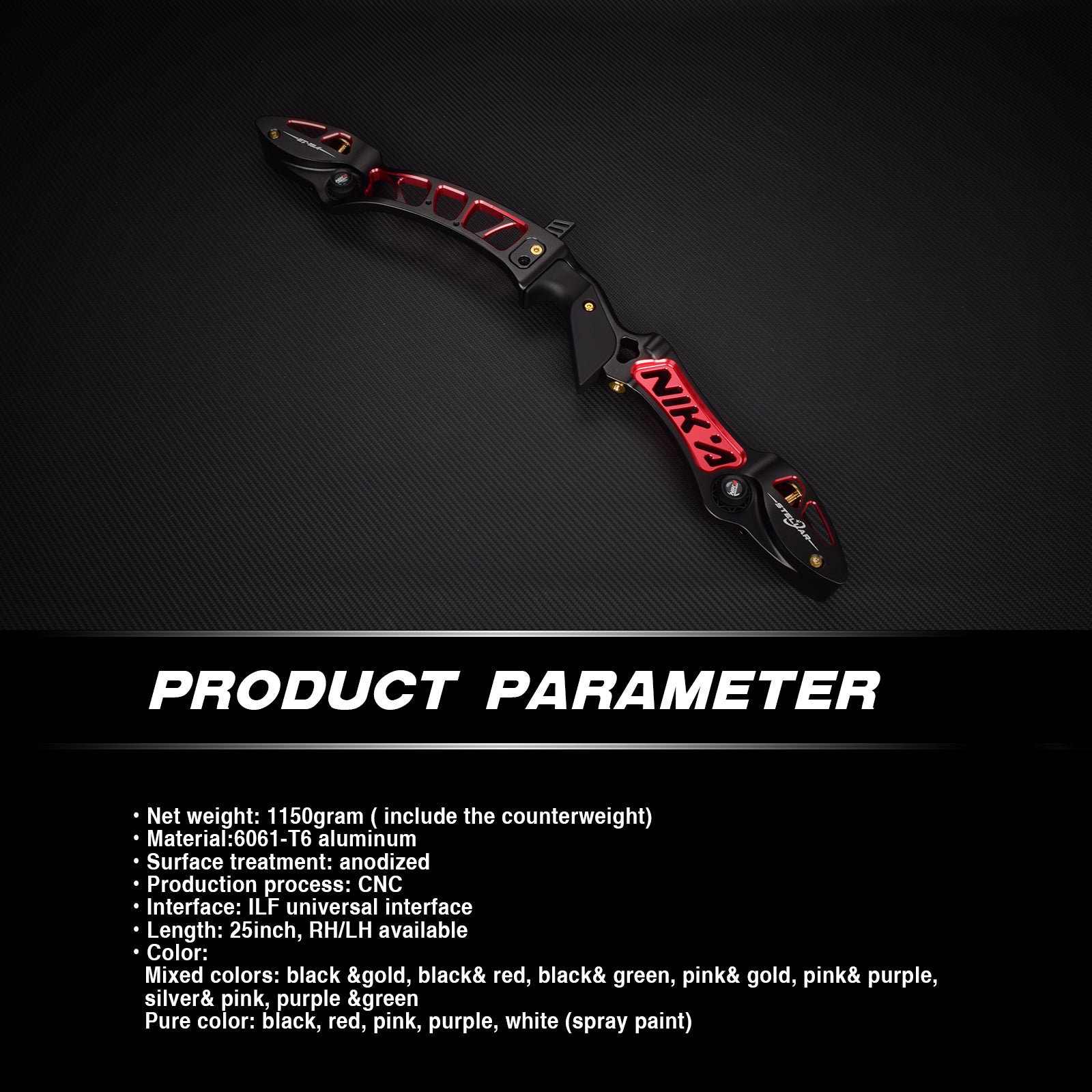 NIKA ET-15A Stellar 25" ILF Recurve Bow Riser RH