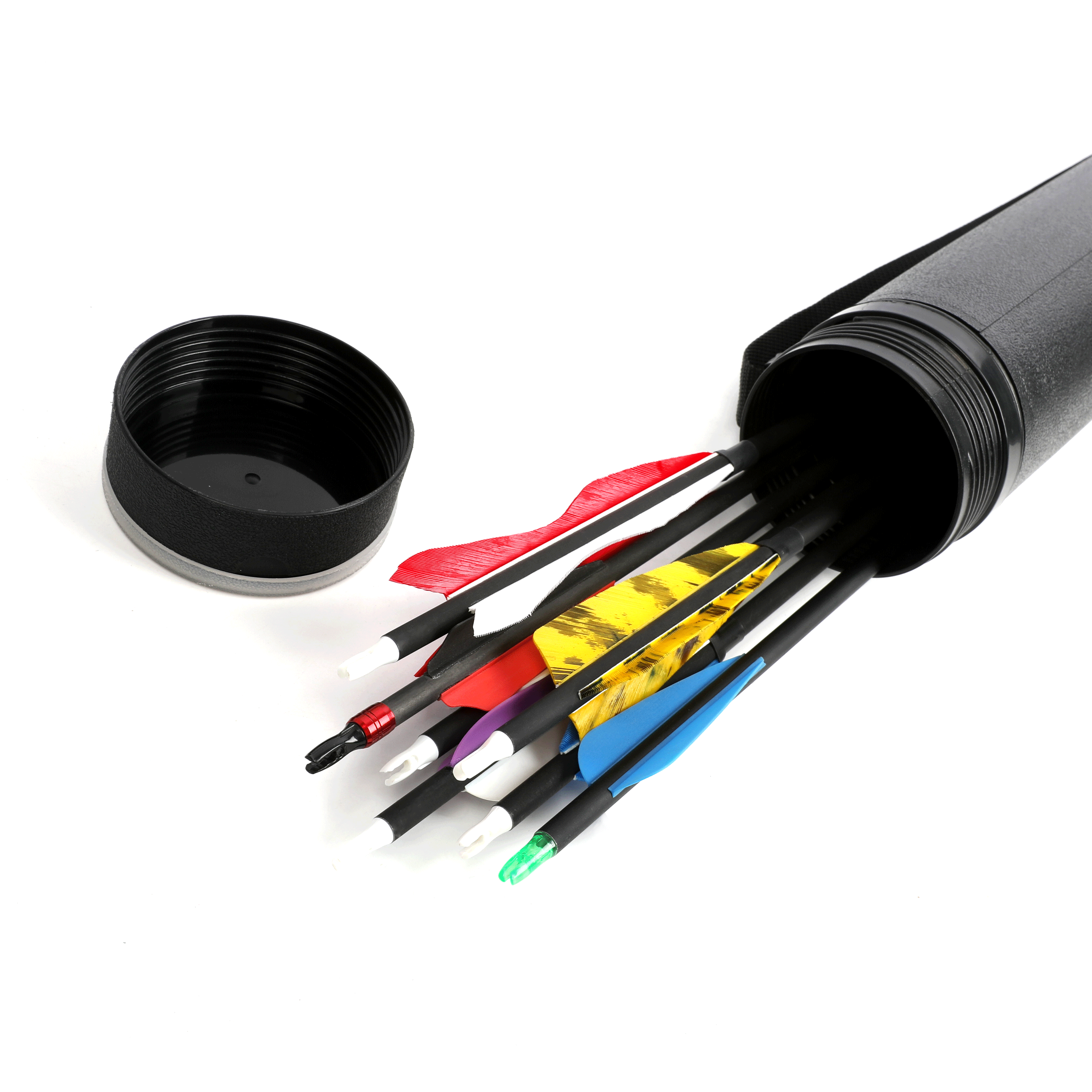 Black PE Telescopic Arrow Tube with Adjustable Strap RH/LH