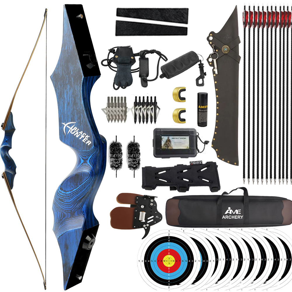 BLACK HUNTER 60" Takedown Traditional Longbow for Adult RH/LH 20-60 lbs