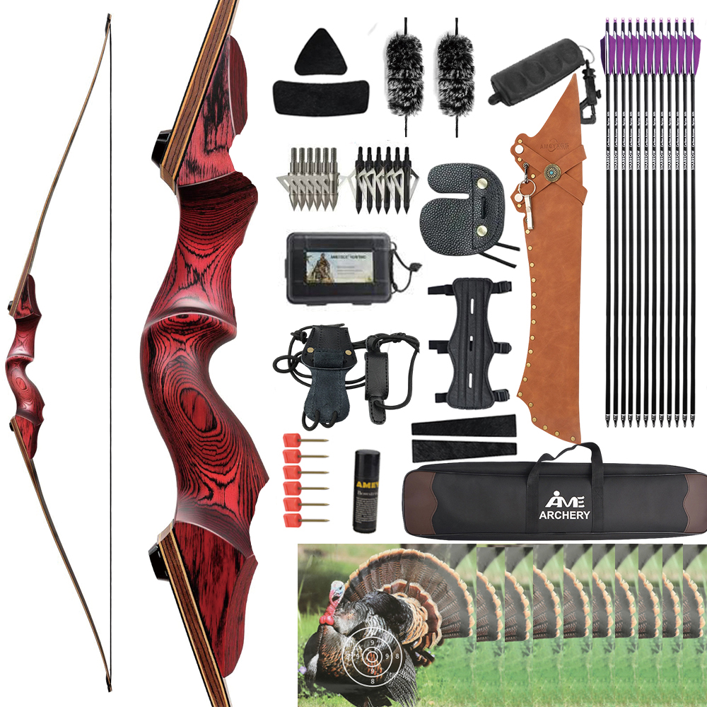 BLACK HUNTER 60" Traditional Longbow Takedown Longbow 20-60lbs RH/LH