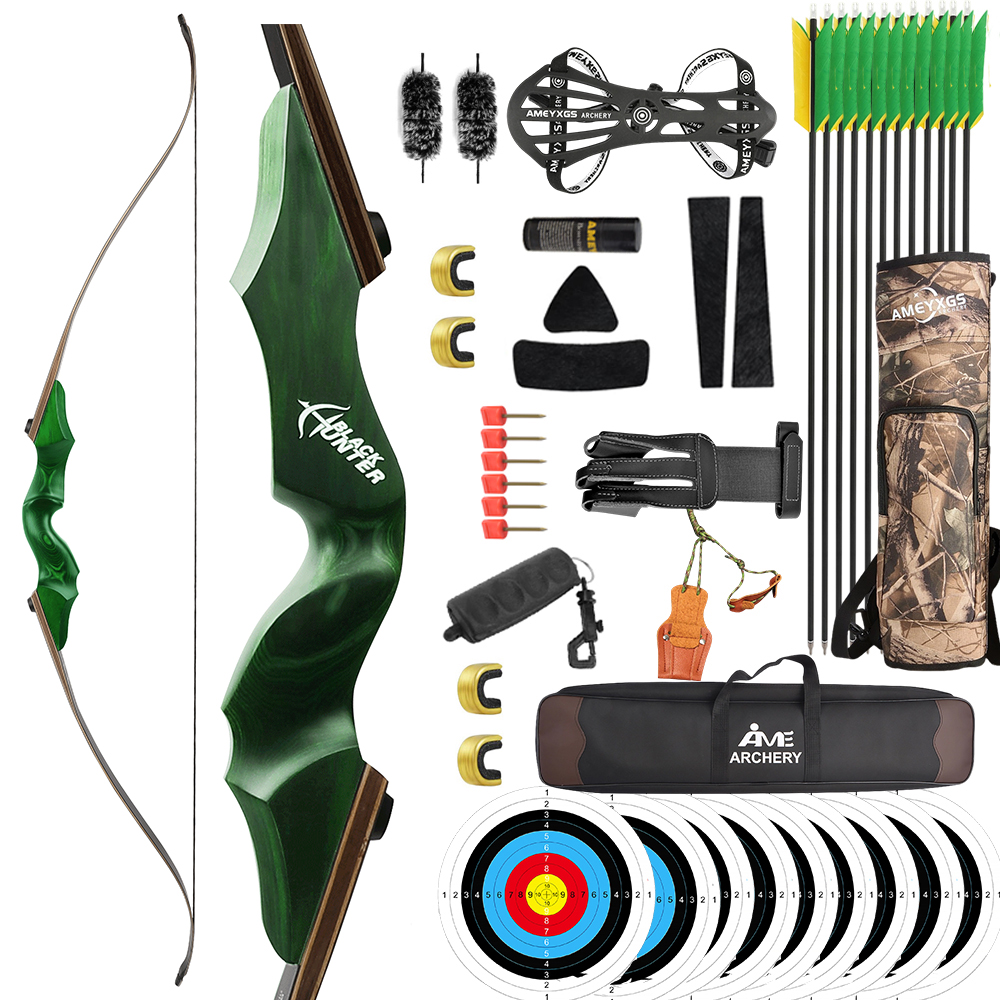 Black Hunter Recurve Bow Hunting Takedown Bow Kit 20-60 lbs