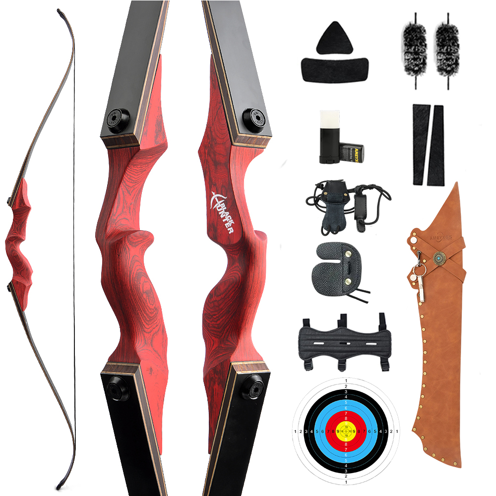 Black Hunter 60" Hunting Recurve Bow Takedown Bow 20-60 lbs RH/LH