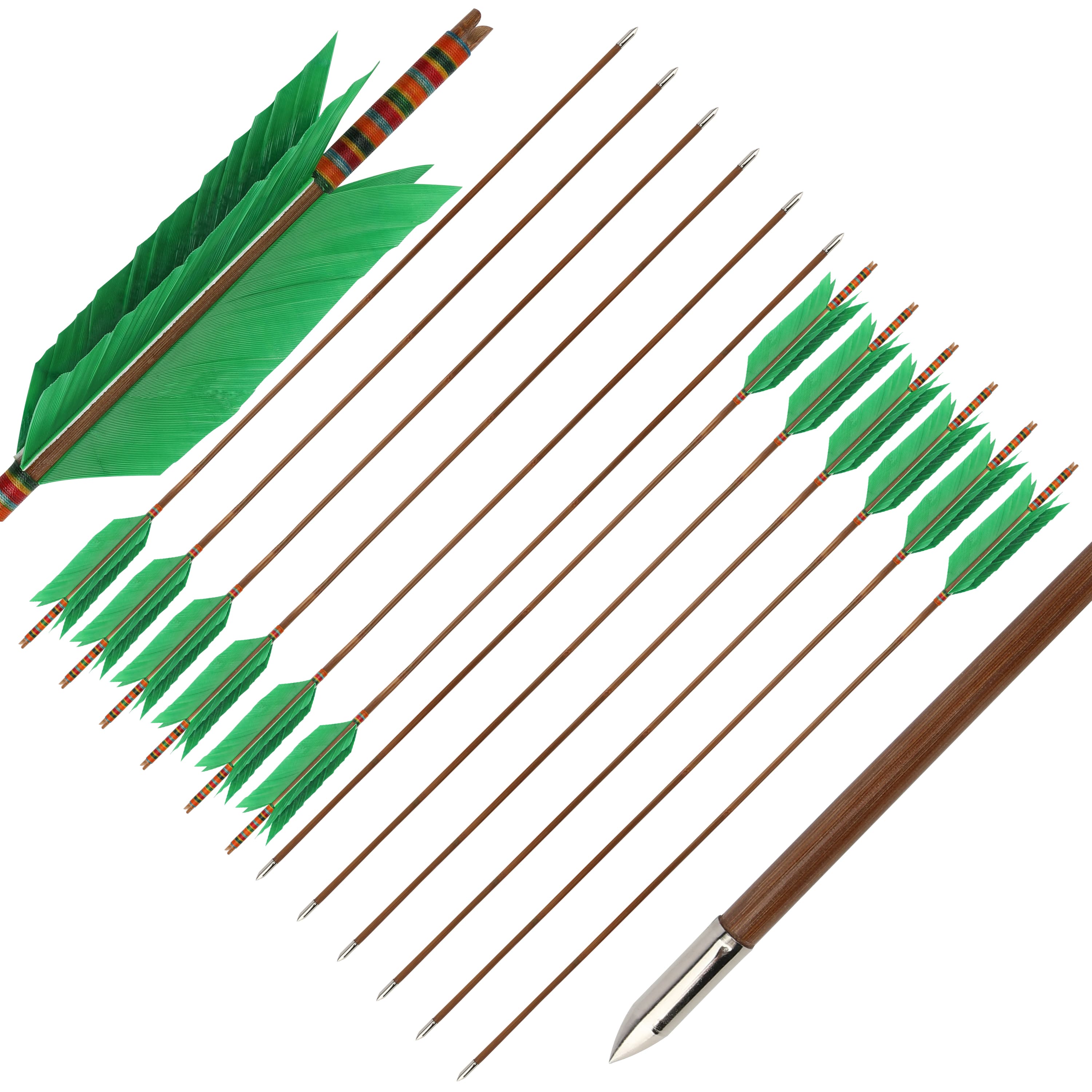 SHARROW Traditional Archery Bamboo Flu Flu Arrows (12 Pack)-CHN Archery