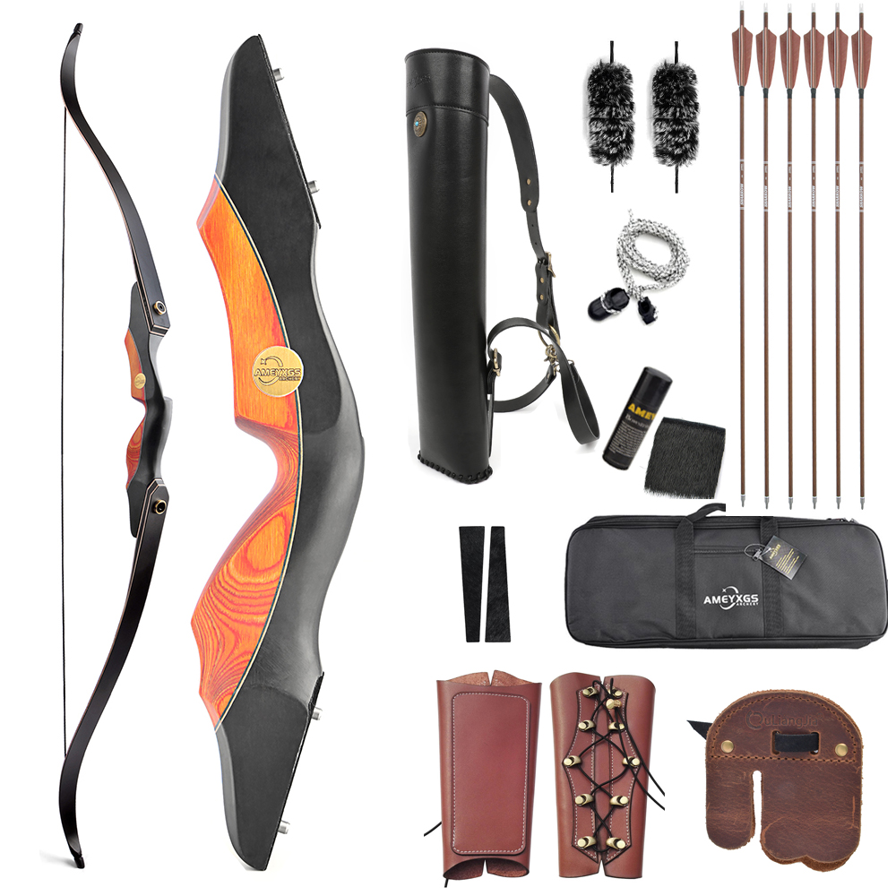 AMEYXGS 60" Wooden Takedown Recurve Bow 25-60# @28"