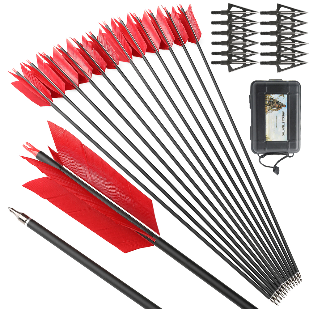 Carbon Arrows 12pcs 30 in 500 Spine 4-Fletch Turkey Feather Set