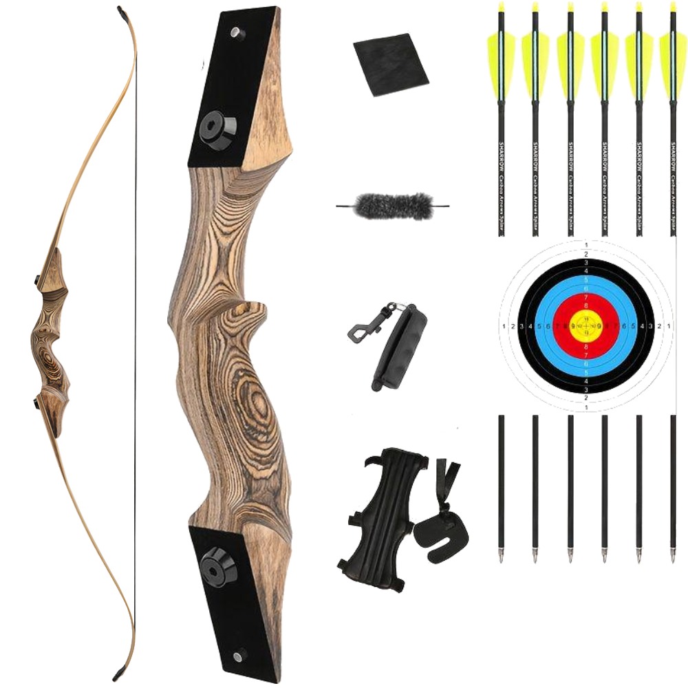 Black Hunter 60" Wood Recurve Bow Hunting Bow 50lbs 60 lbs