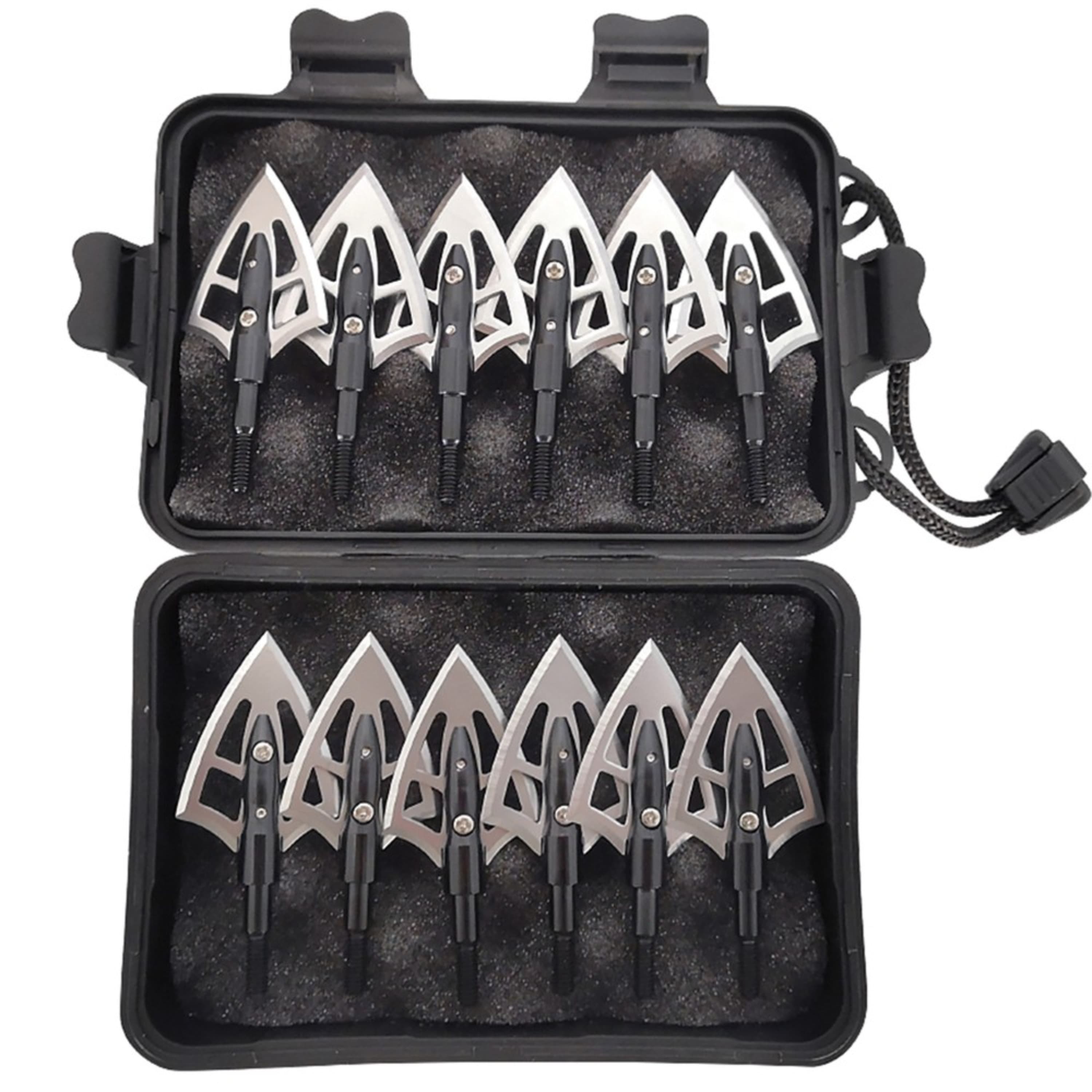 100 Grain Archery Broadheads 2-Blade Fixed Arrowheads In Point Broadheads Box