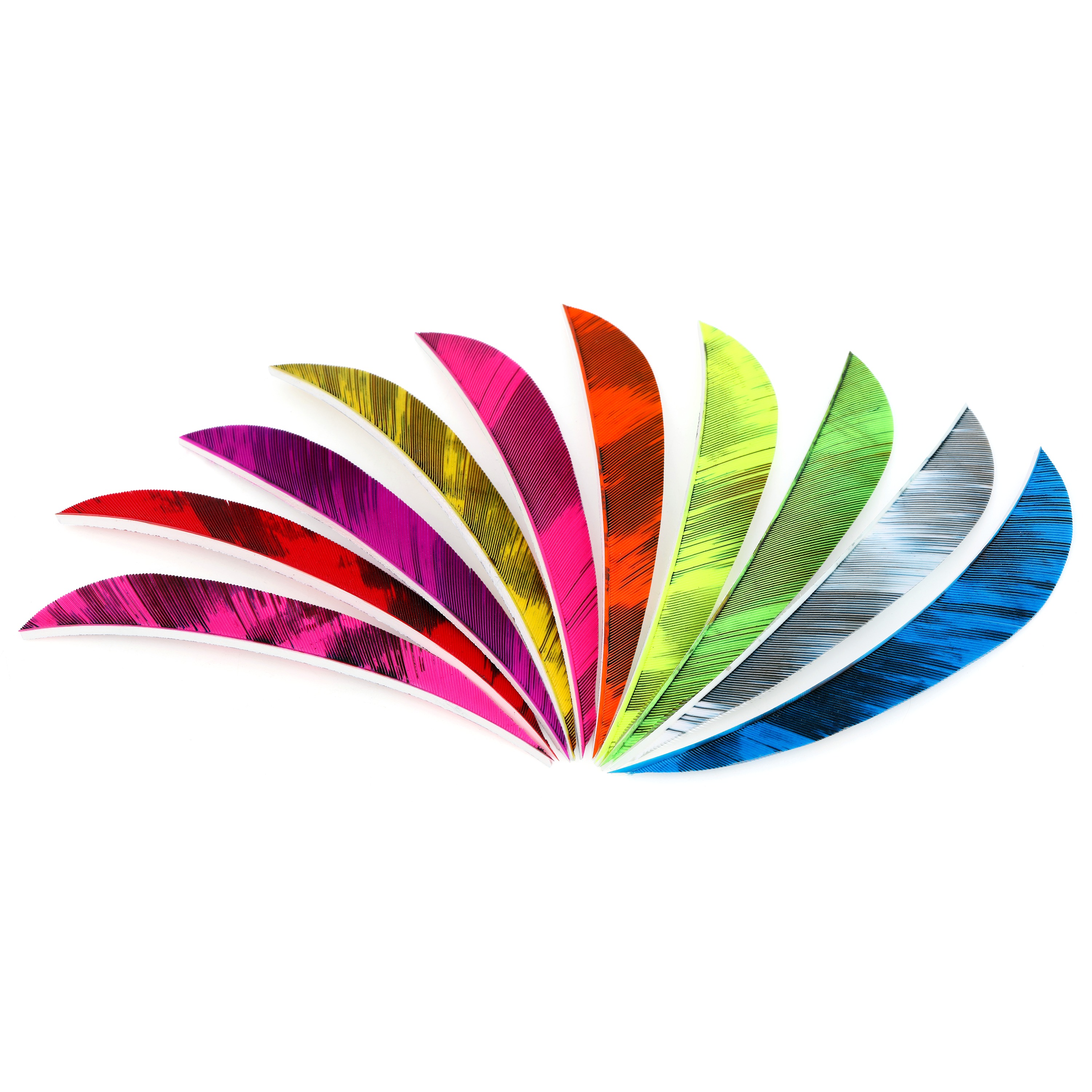 Archery 3" 4" 5" Parabolic Fire Camo Feather Fletchings RW (50 Pack)