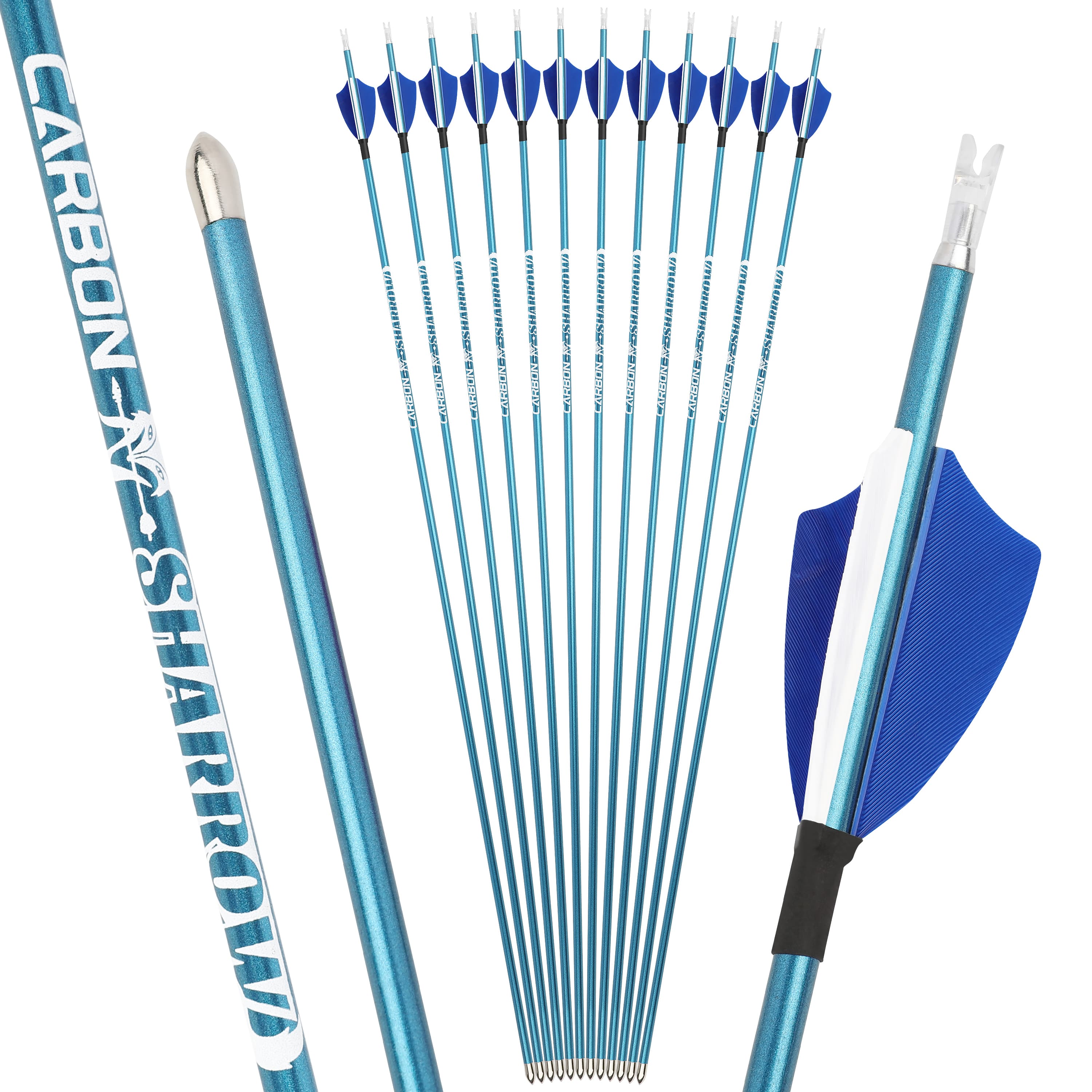 SHARROW Target Arrows Spine 400/500/600/700/800/900/1000 (12 Pack)-CHN Archery