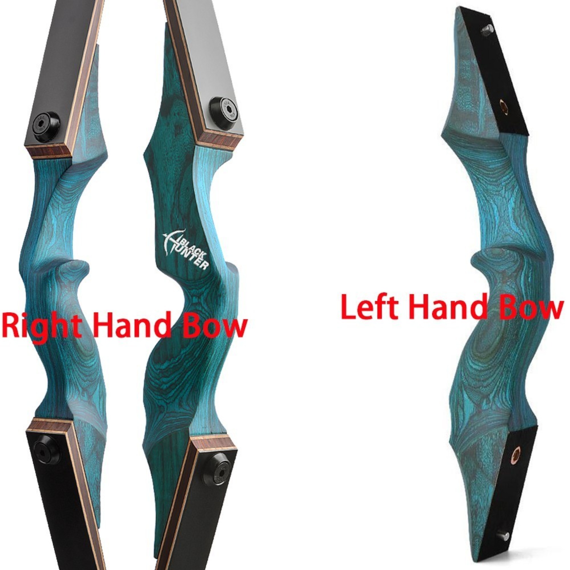 BLACK HUNTER 60" Original Wooden Recurve Bow set 25-60 lbs RH/LH