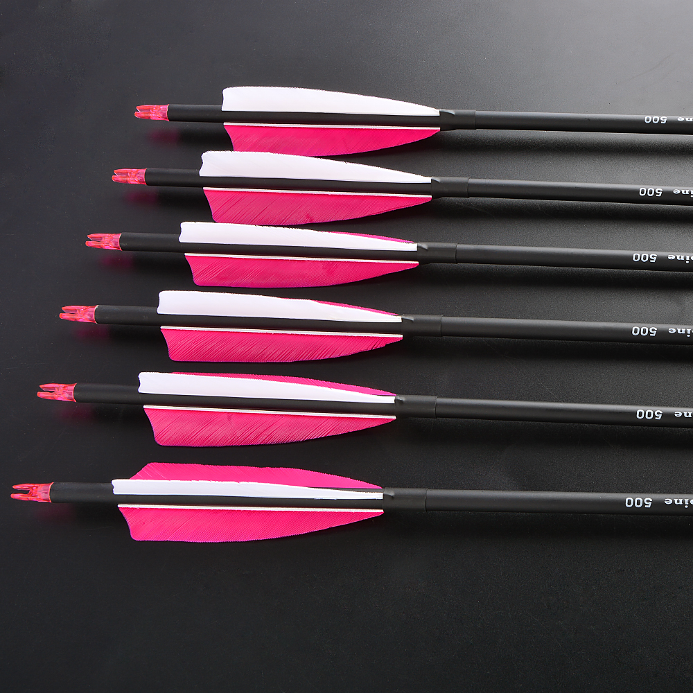 SHARROW 30" Feather Fletched Carbon Arrows Spine 500 (12 Pack)