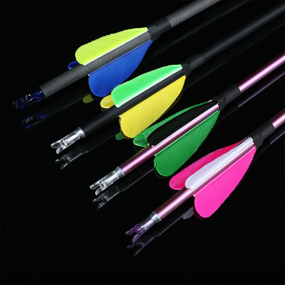 SHARROW Feathered Target Carbon Arrows Spine 400-1000 (12 Pack)