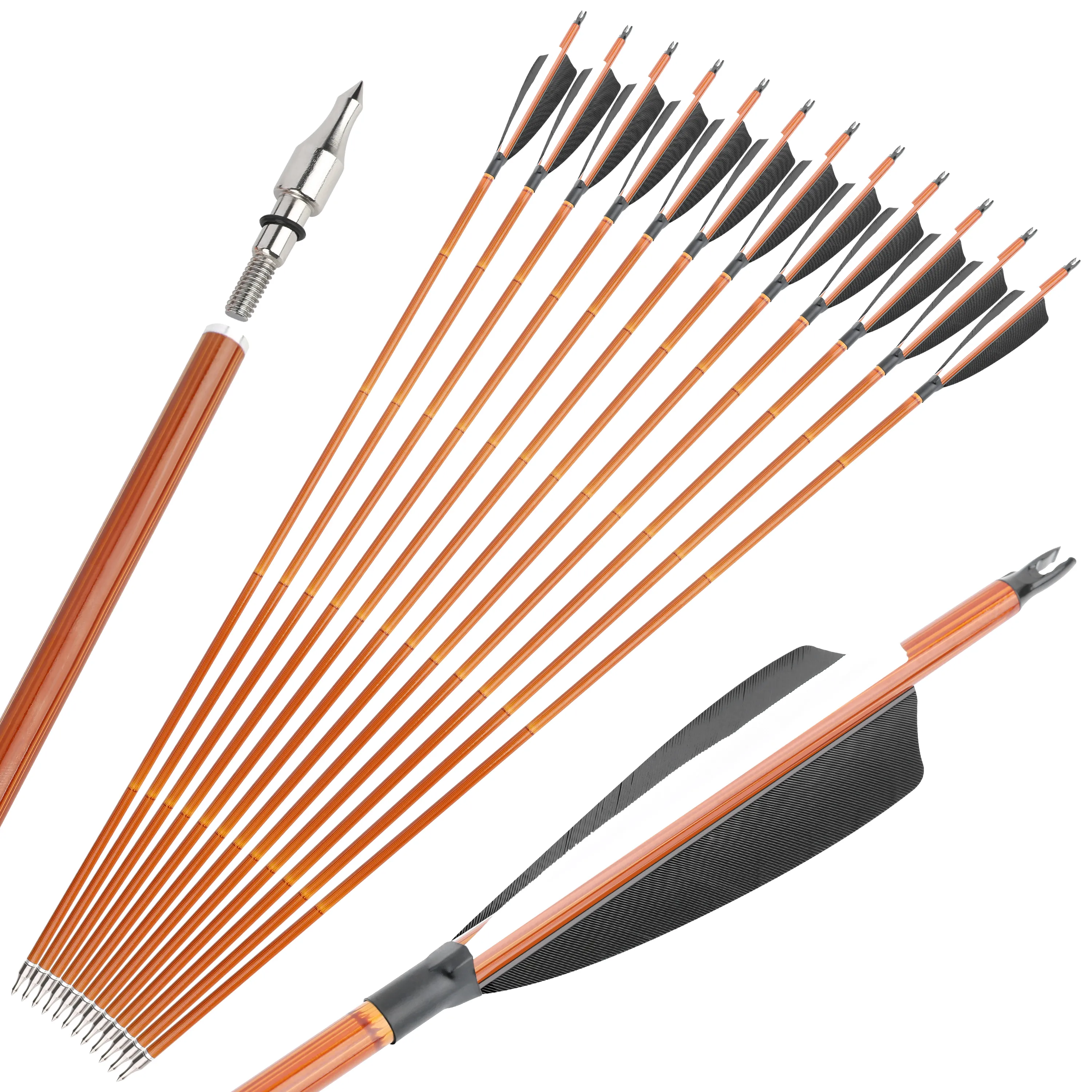 SHARROW Custom Carbon Arrows 30" 500 Spine with 4" Shield Turkey Feathers