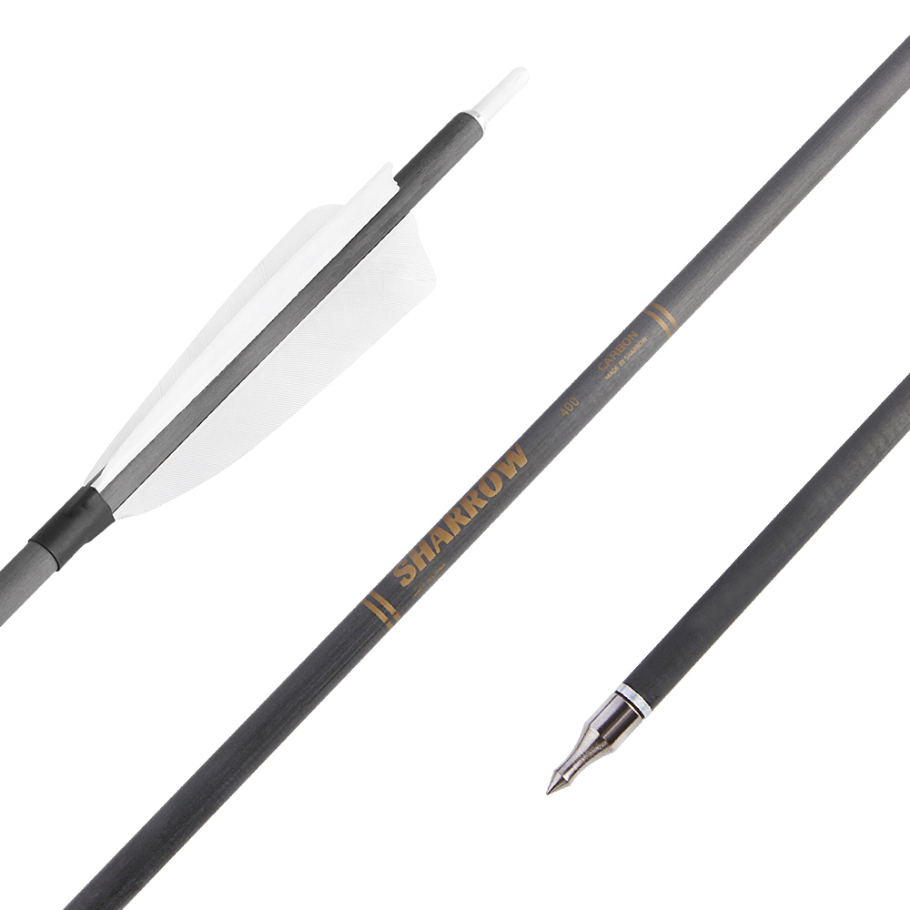 SHARROW Archery 400 Spine Carbon Arrows with 4" Feathers (12 Pack)-CHN Archery