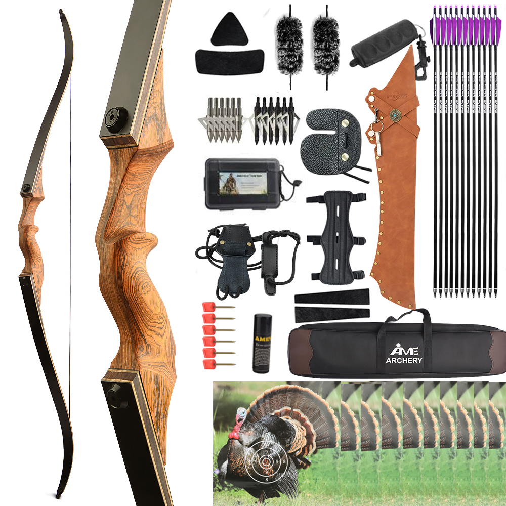 Black Hunter 60" Recurve Bow Takedown Hunting Bow 20-60 lbs RH/LH