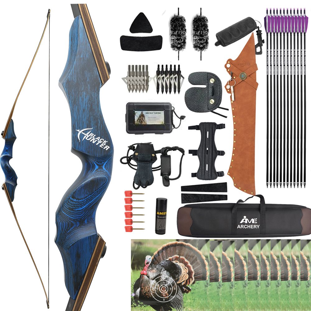 BLACK HUNTER 60" Traditional Longbow Takedown Longbow 20-60lbs RH/LH