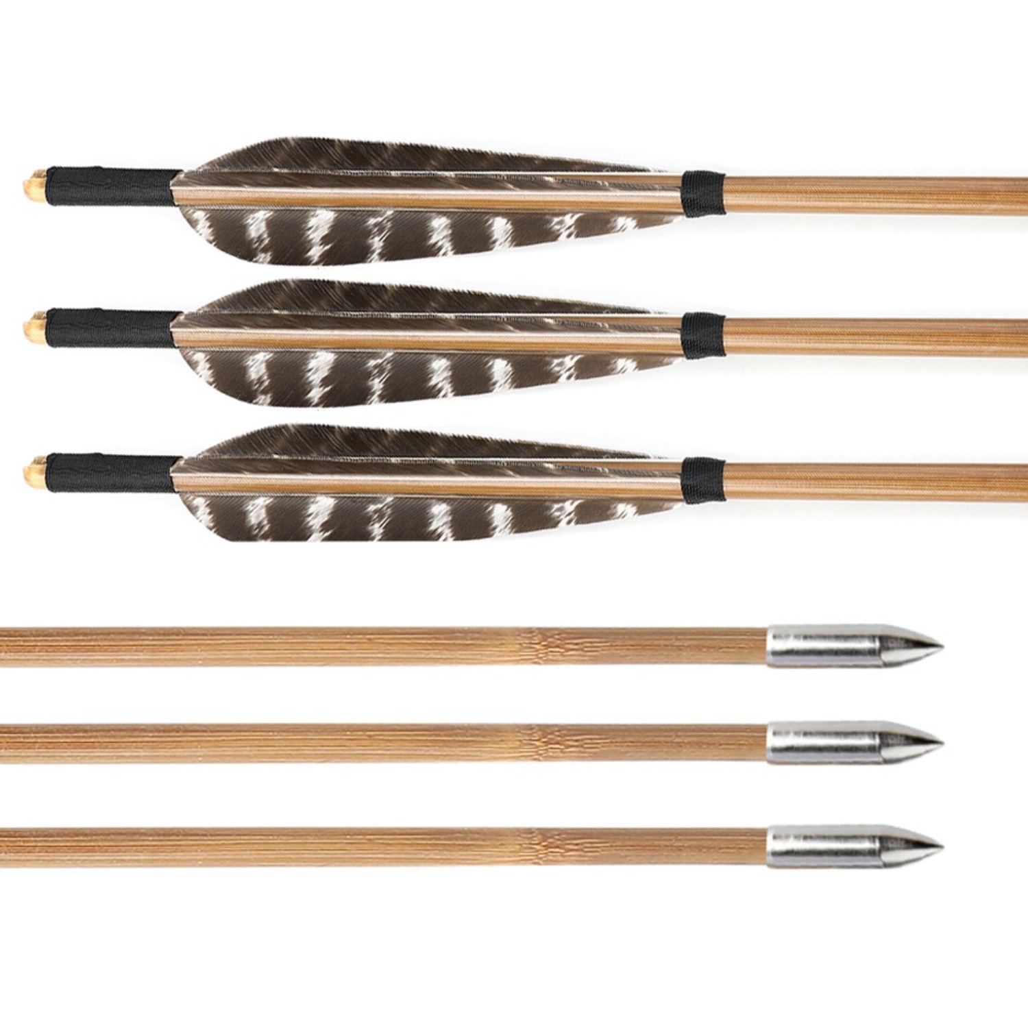 12X 33" Bamboo Arrows 5" Feather Handmade Archery Longbow Recurve Bow