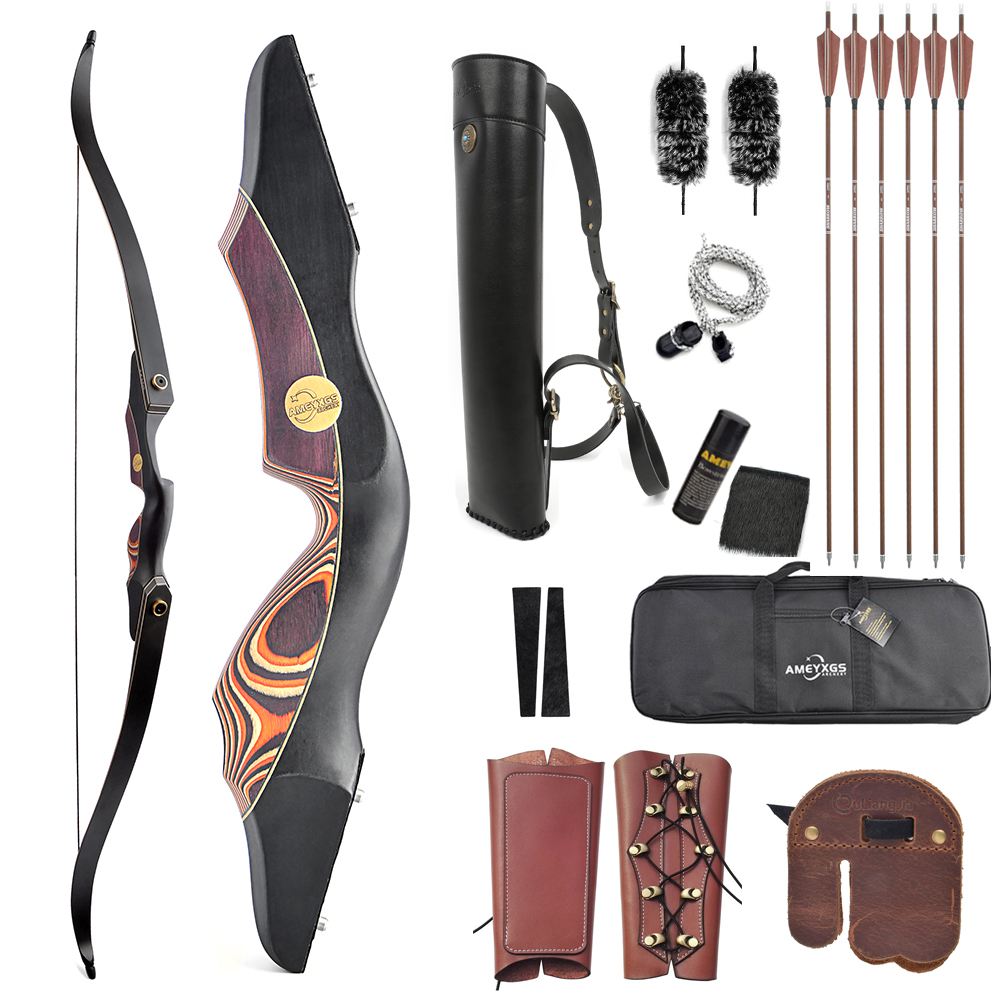 AMEYXGS 60" Wooden Takedown Recurve Bow 25-60# @28"