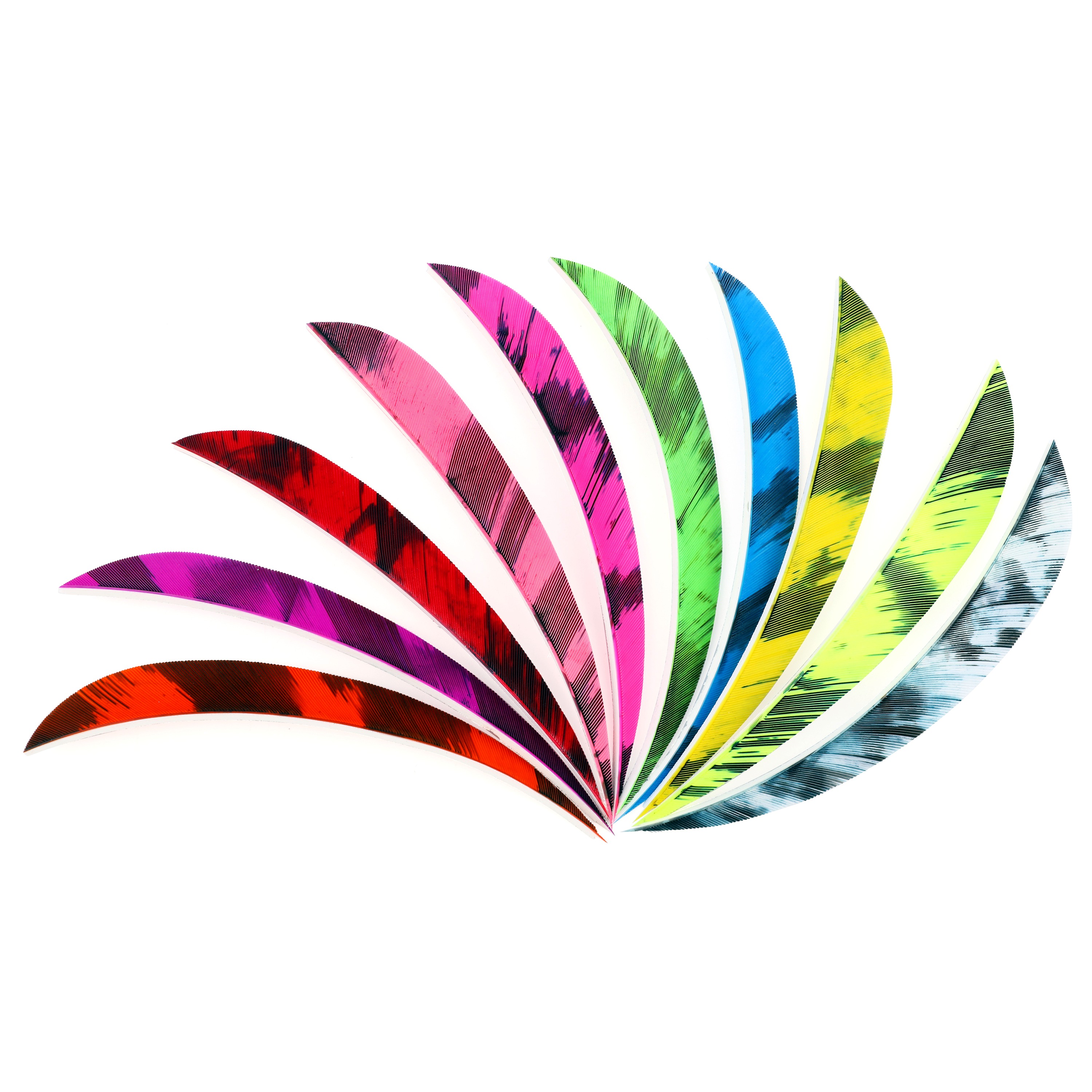 Archery 3" 4" 5" Parabolic Fire Camo Feather Fletchings RW (50 Pack)