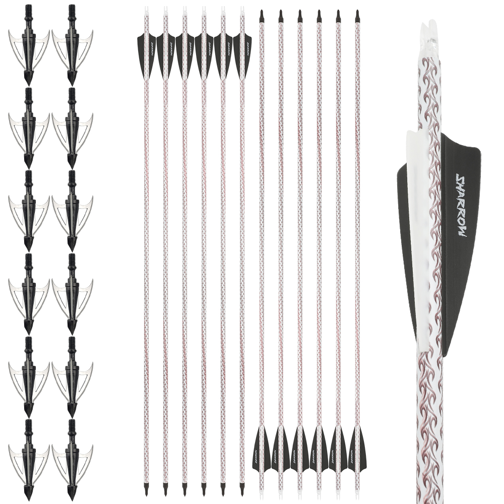 Archery Arrows 12pcs 30 in 500 Spine Practice Carbon Set