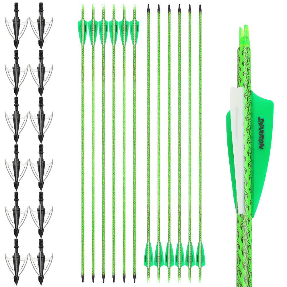 Archery Arrows 12pcs 30 in 500 Spine Practice Carbon Set