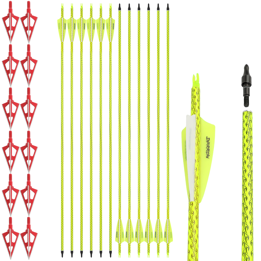 Archery Arrows 12pcs 30 in 500 Spine Practice Carbon Set