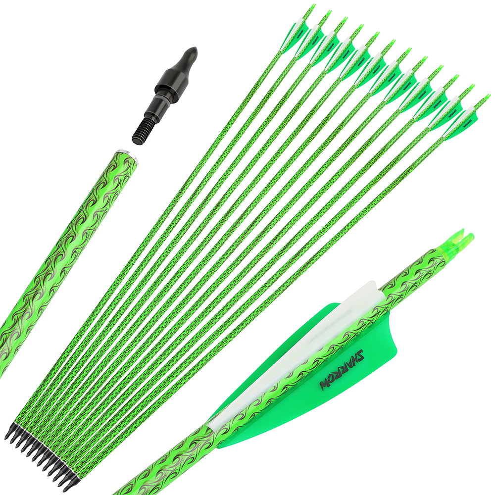 Archery Arrows 12pcs 30 in 500 Spine Practice Carbon Set