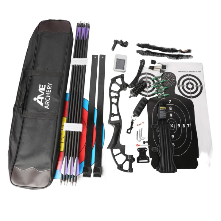 50lbs Straight Recurve Bow Kit with Carbon Arrows & Accessorie