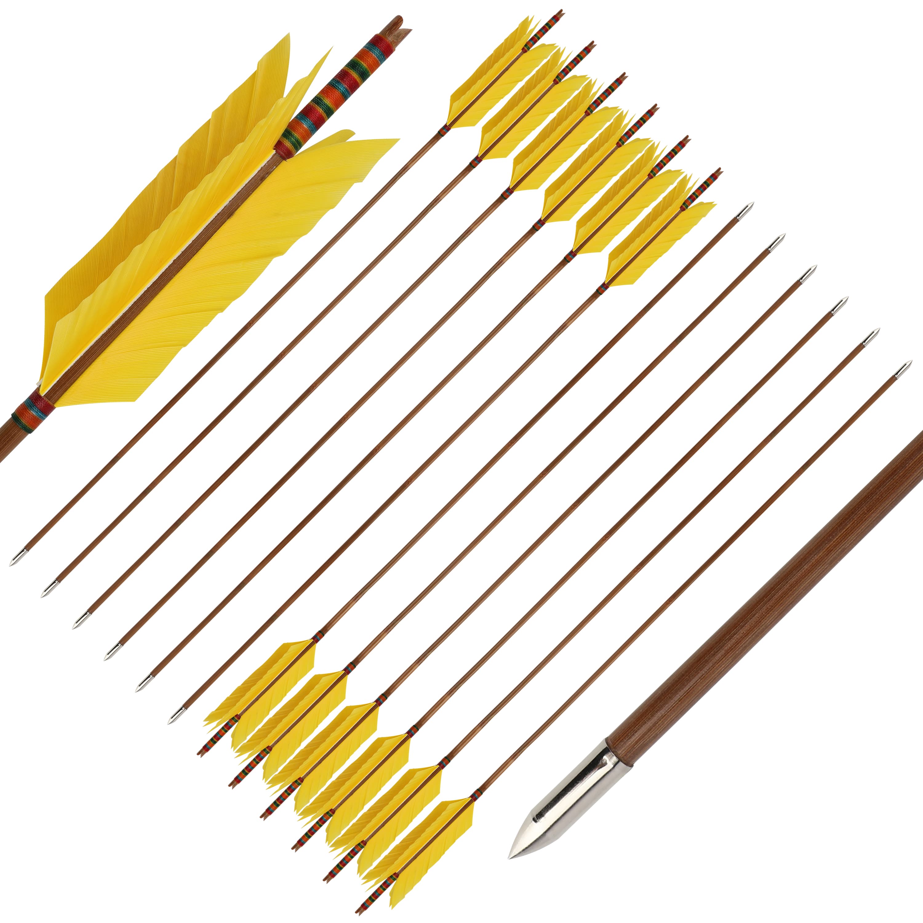 SHARROW Traditional Archery Bamboo Flu Flu Arrows (12 Pack)-CHN Archery