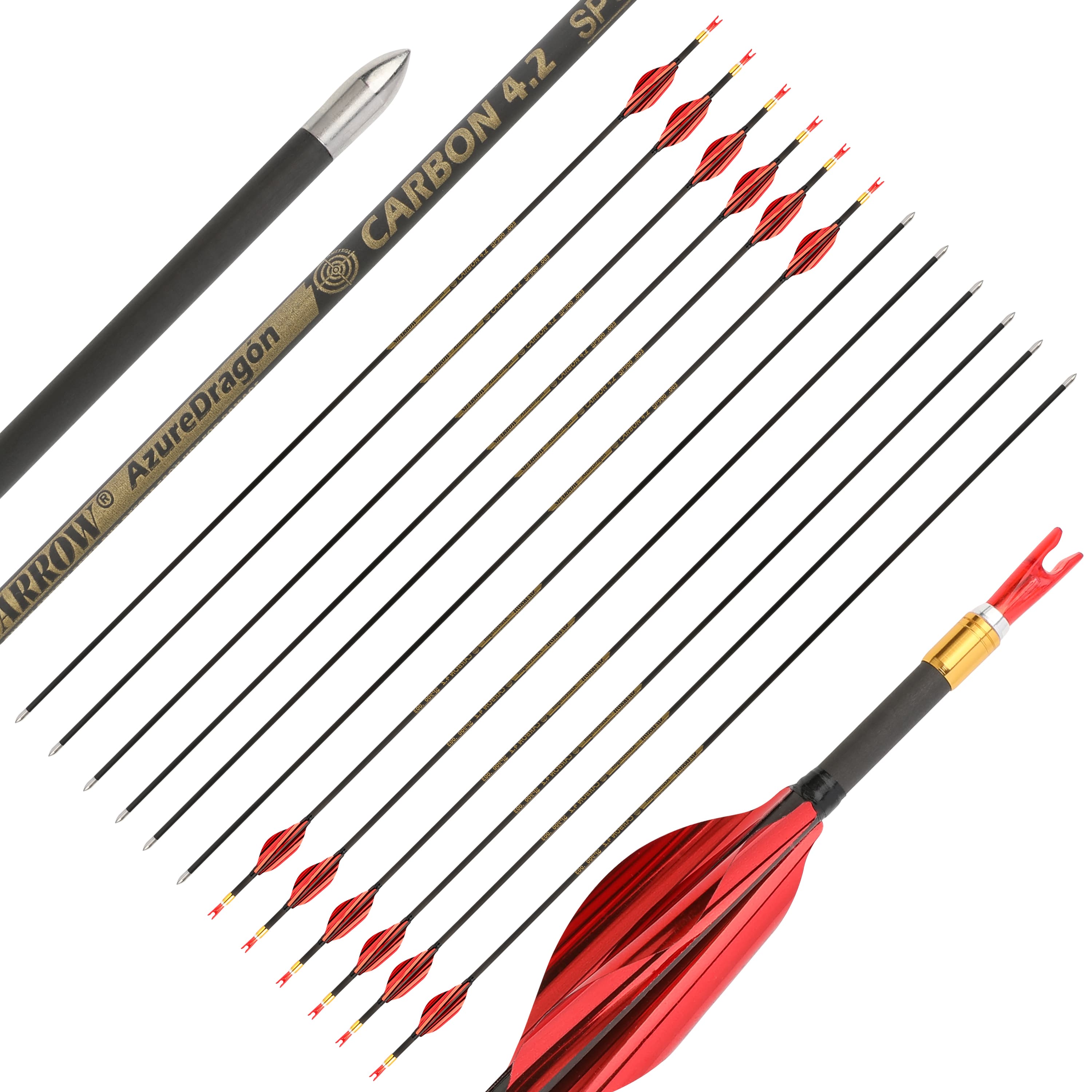 SHARROW .166" Pure Carbon Target Arrows Spine 700-1000 (12 Pack)-CHN Archery
