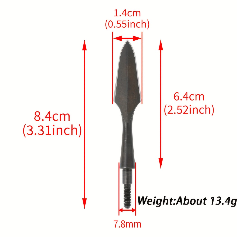 6pcs Black Steel Broadhead Arrows with Wooden Shafts - Screw-In Tip for Crossbow, Compound, Recurve & Longbow Hunting - Traditional Arrowhead Design for Precision Archery, Archery Accessories