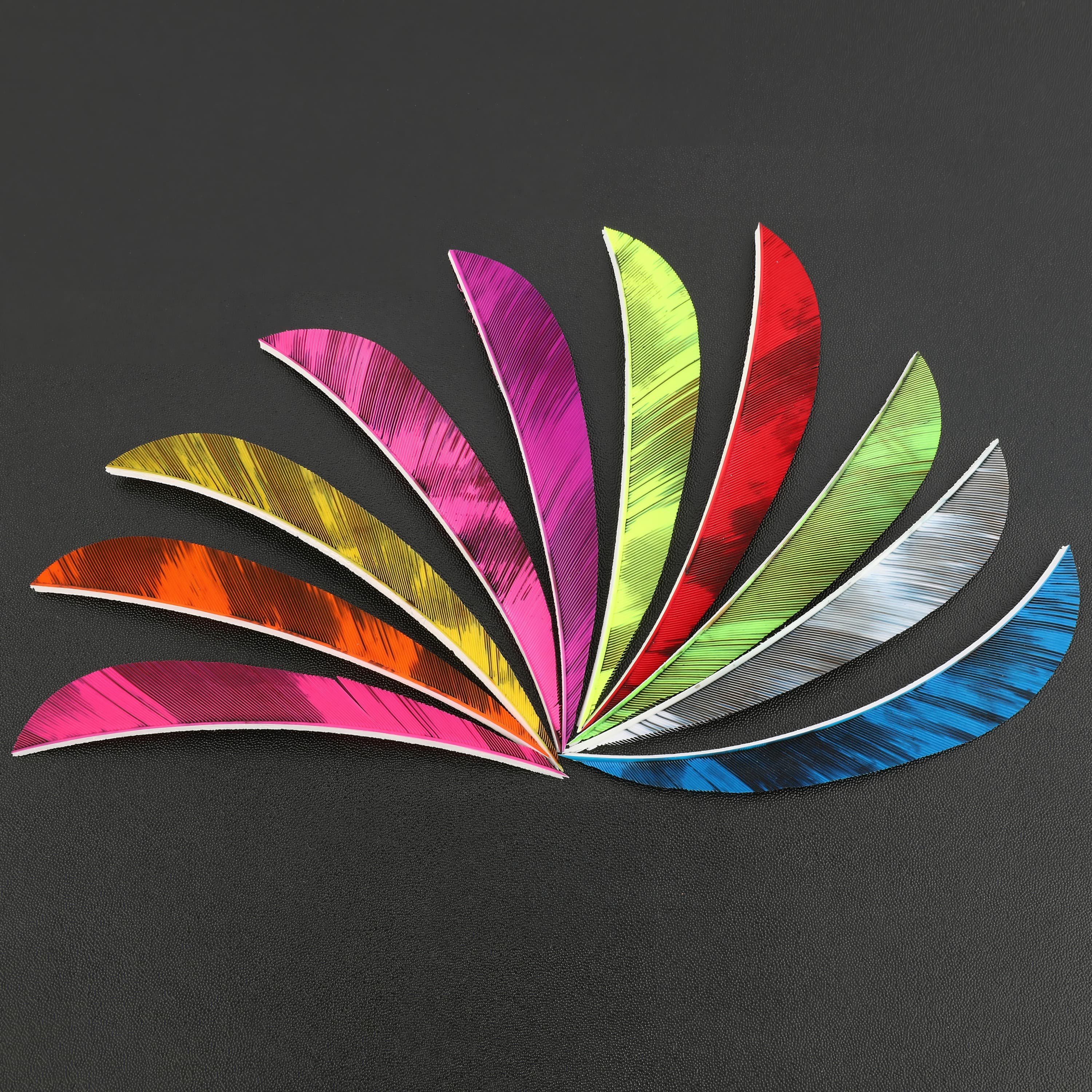 3" 4" 5" Fire Camo Parabolic Arrow Fletching Feathers RW (50 Pack)