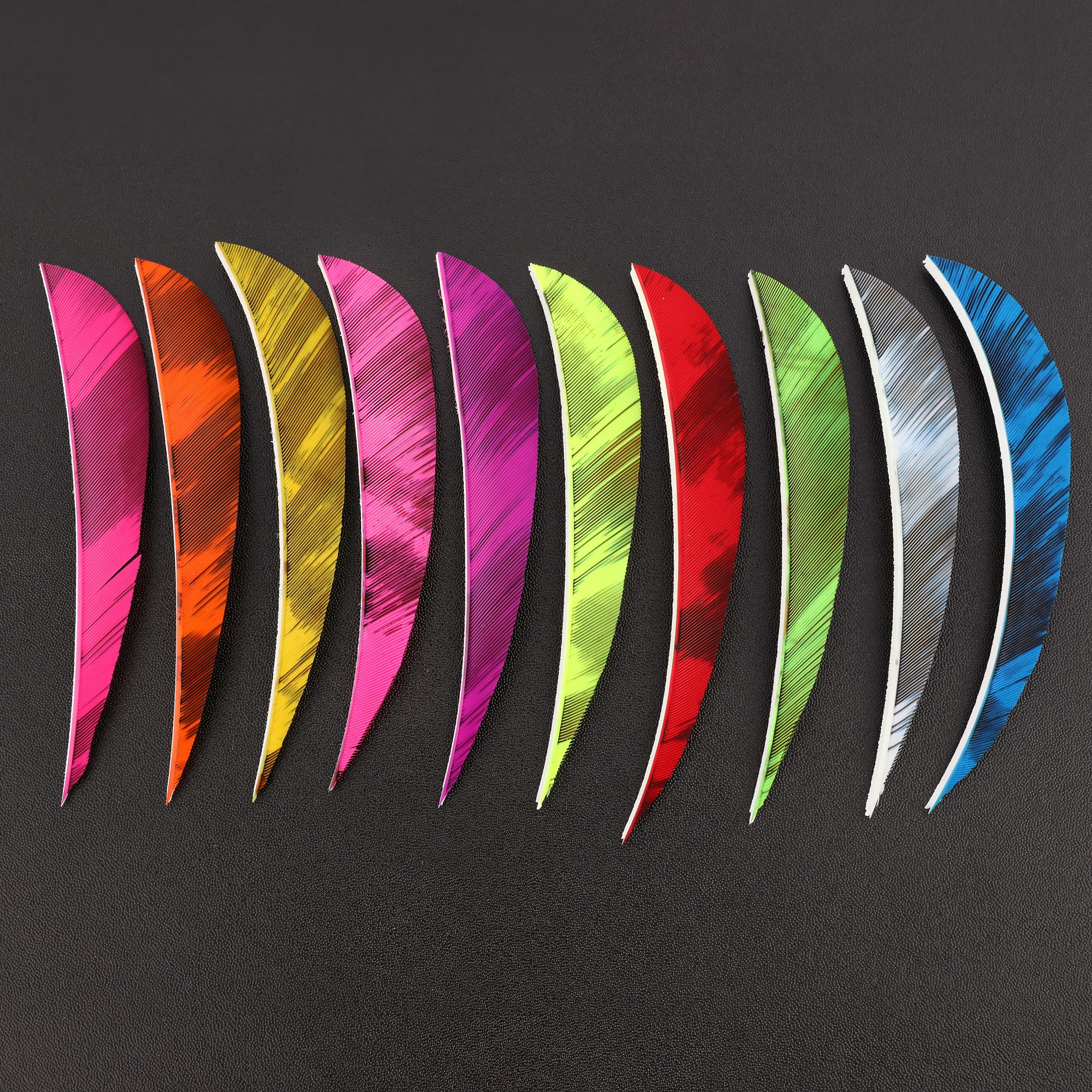 3" 4" 5" Fire Camo Parabolic Arrow Fletching Feathers RW (50 Pack)