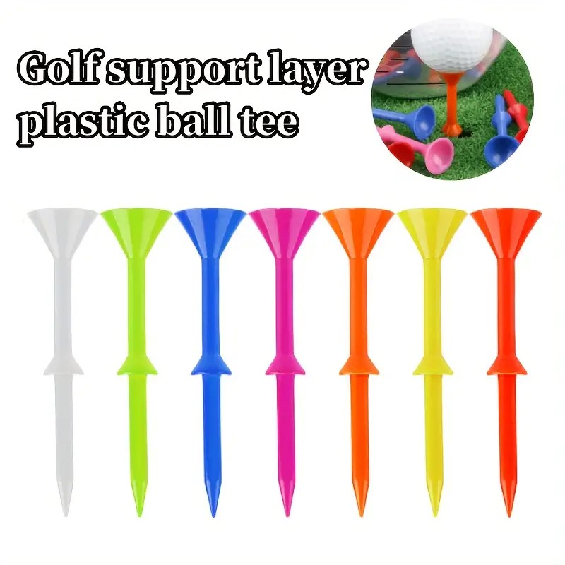 83mm Mixed Color Golf Tees, 50pcs Durable Hybrid Plastic/Rubber Set