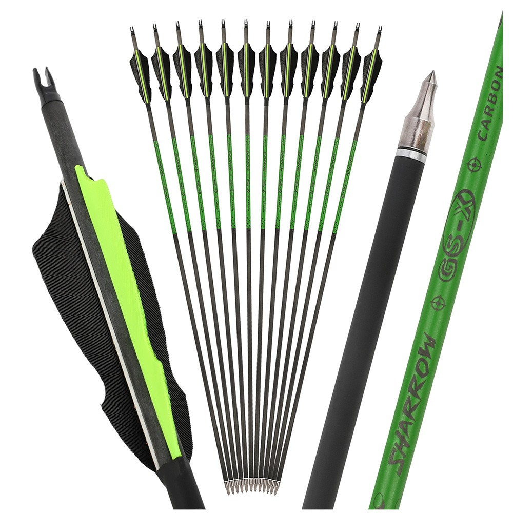 SHARROW 30" Pure Carbon Hunting Arrows Spine 300-800 12pcs