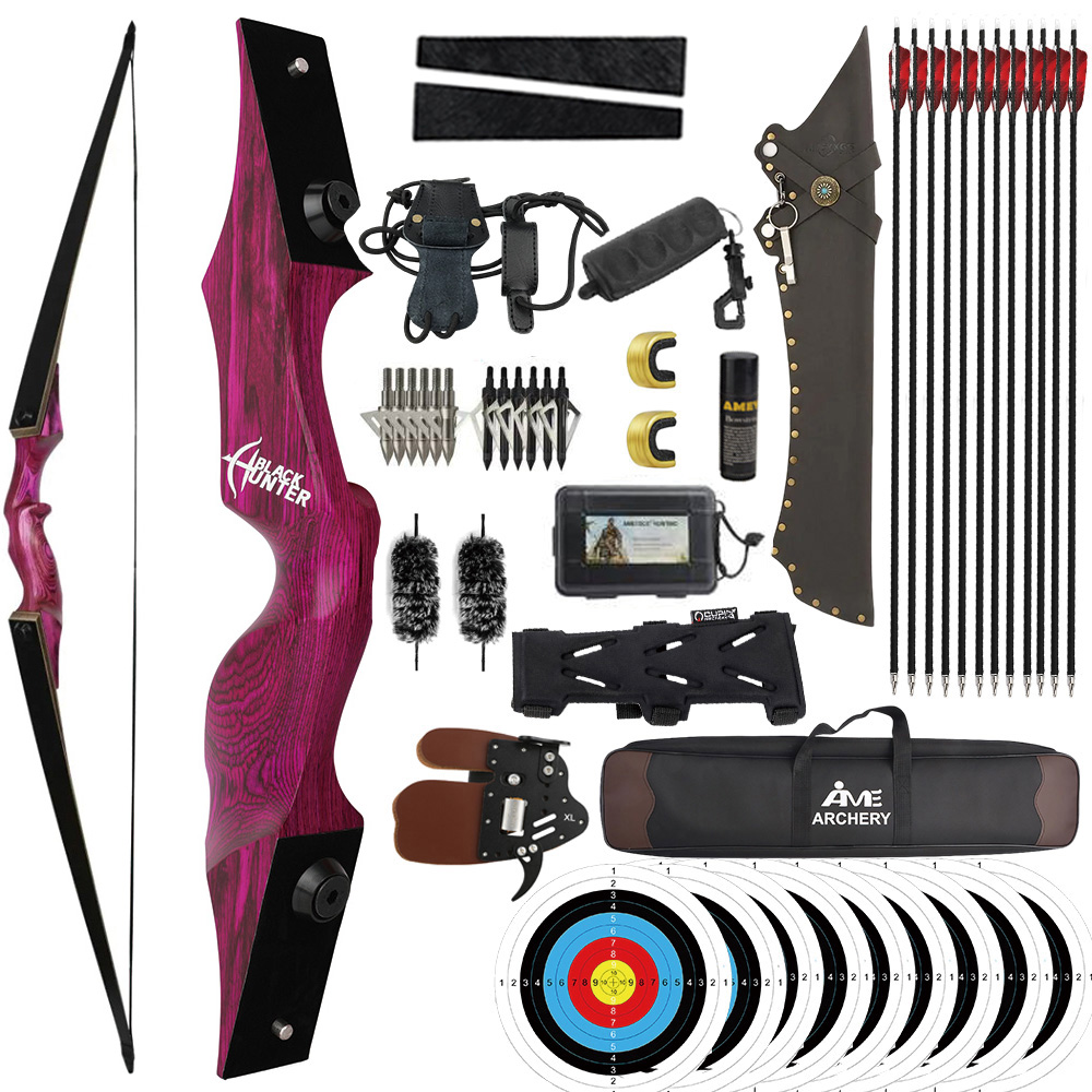 BLACK HUNTER 60" Takedown Traditional Longbow for Adult RH/LH 20-60 lbs