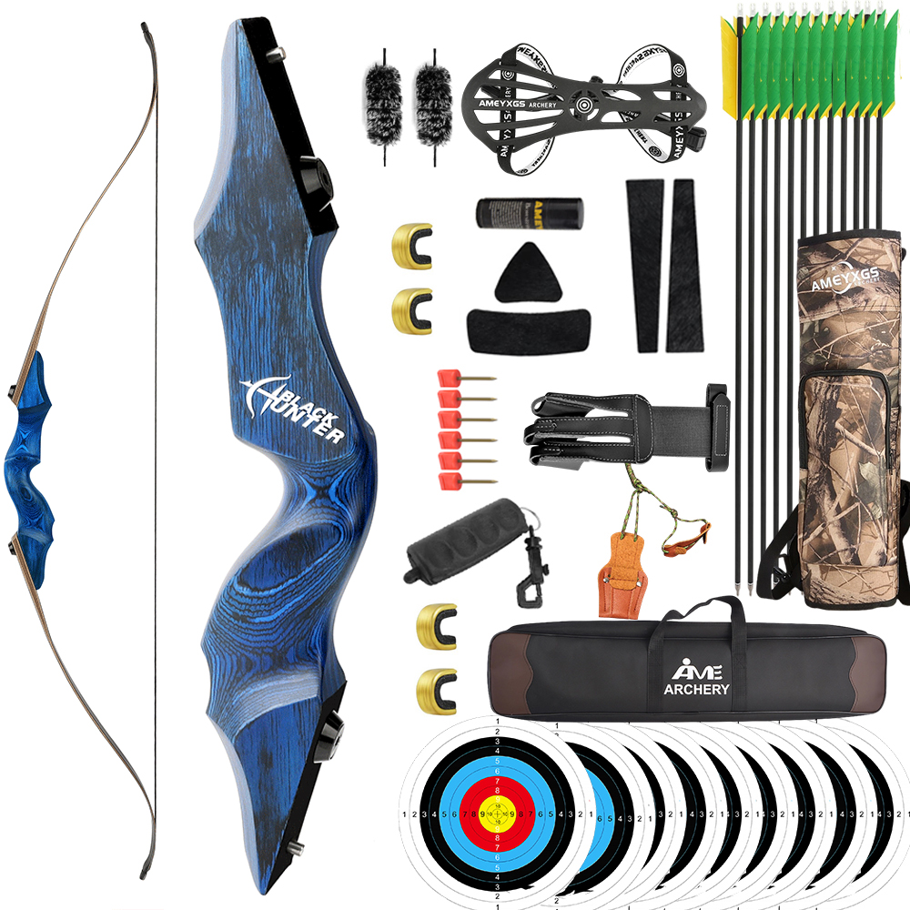 Black Hunter Recurve Bow Hunting Takedown Bow Kit 20-60 lbs