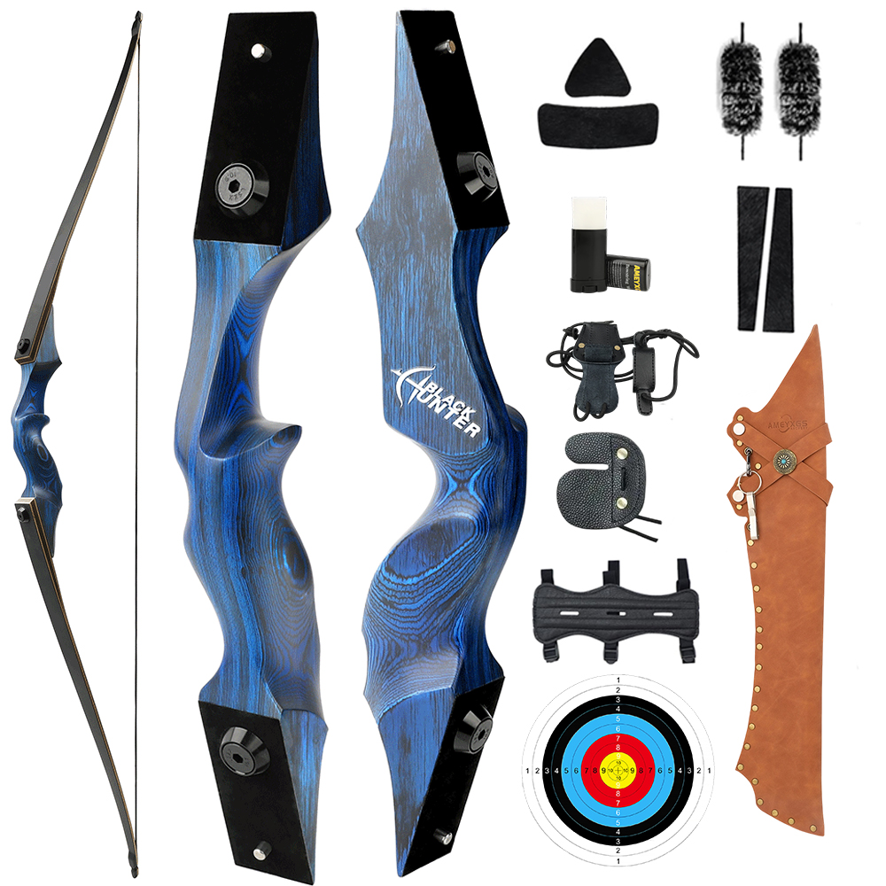 Black Hunter 60" Hunting Recurve Bow Takedown Bow 20-60 lbs RH/LH