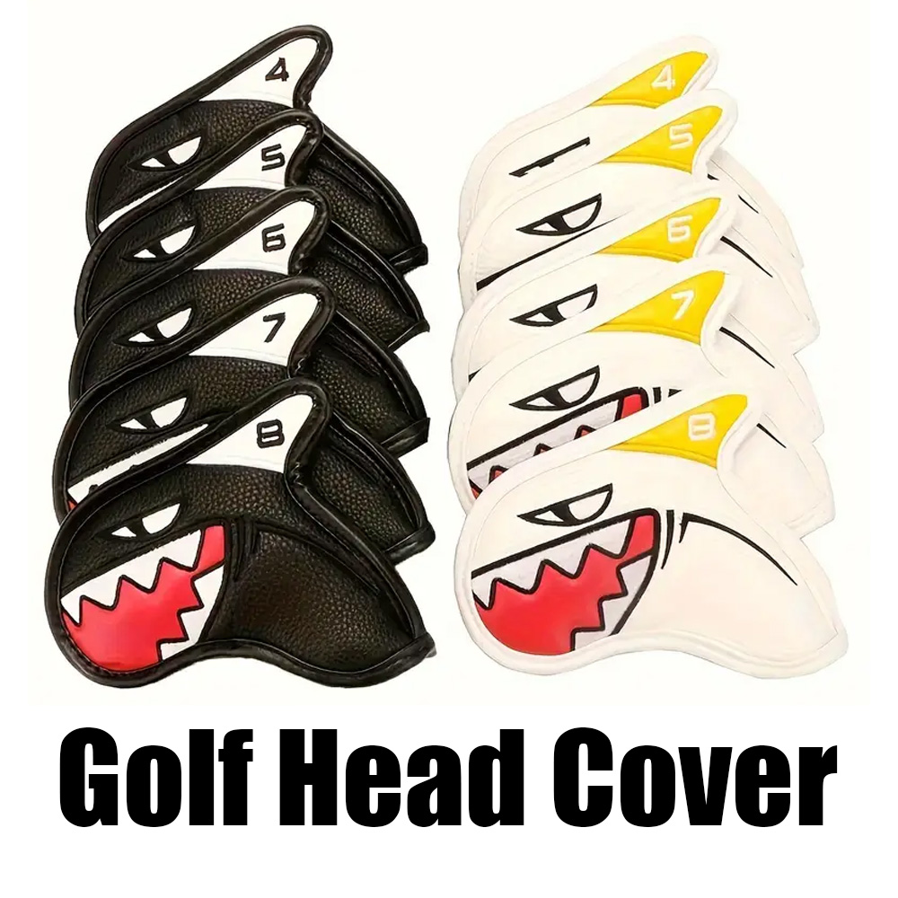 Golf Iron Head Cover Shark Design PU Leather Waterproof Protective