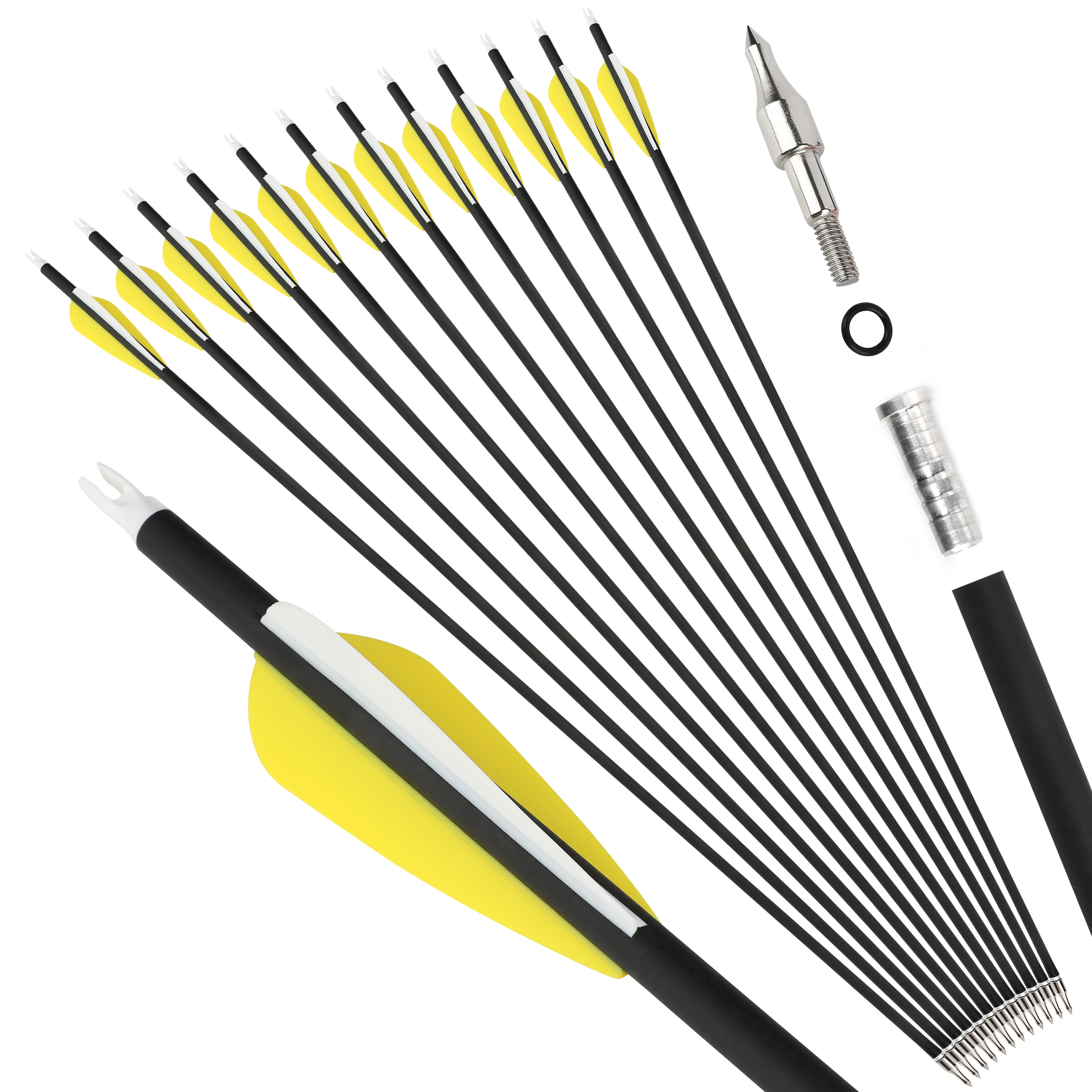 30" Carbon Arrows Spine 500 12 Pack with Adjustable Nocks